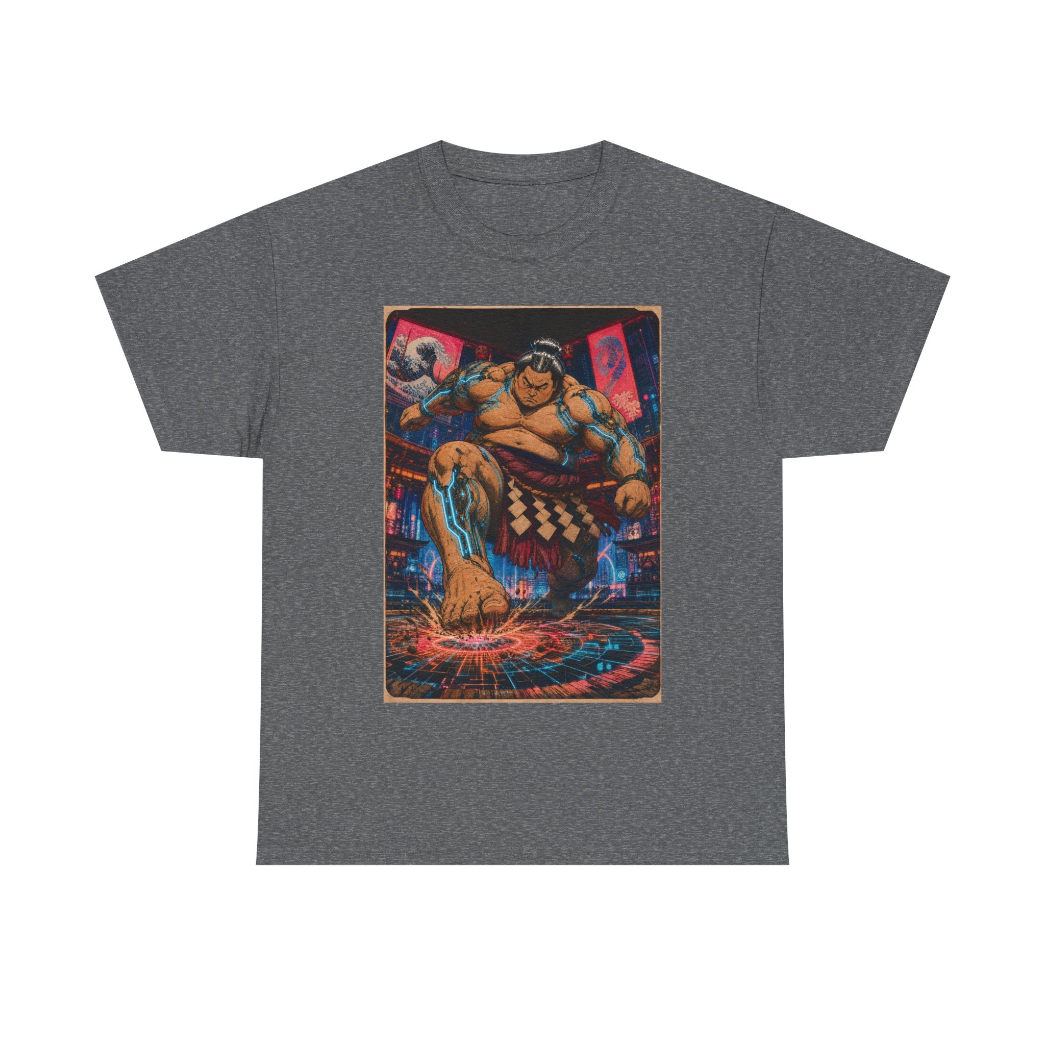 Sumo Fighter Graphic Tee — Retro Neon Street Art T-Shirt