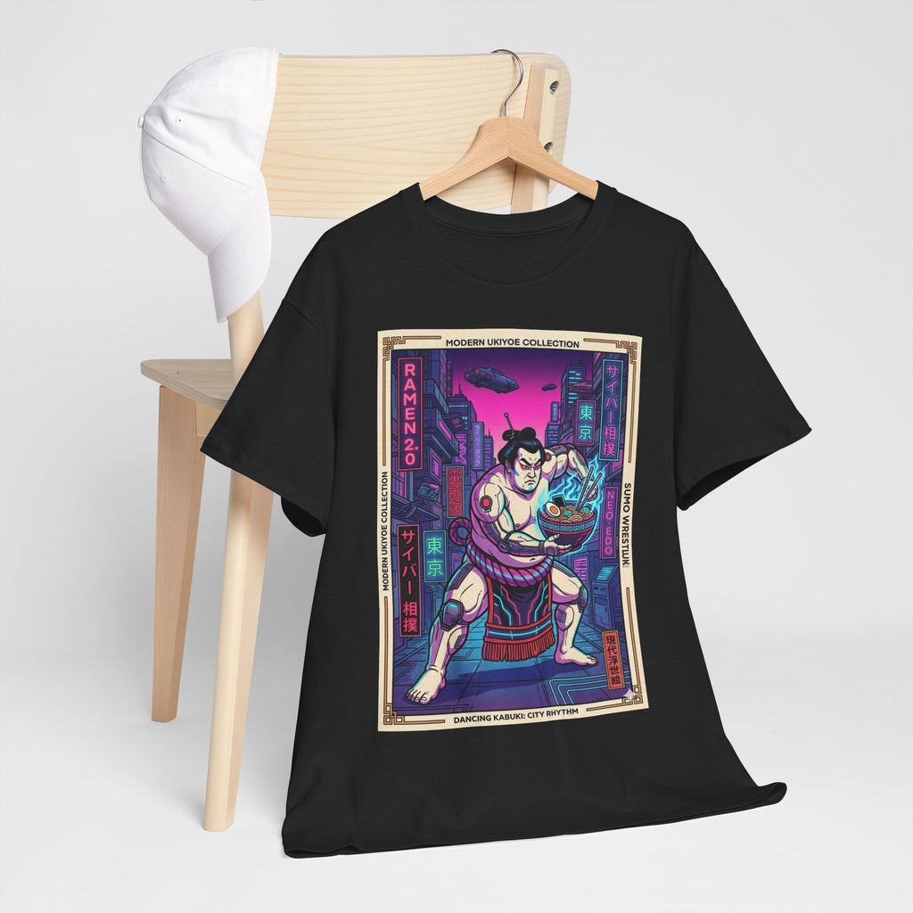 Sumo Warrior Graphic Tee — Neon Retro Japanese Urban Art T-Shirt