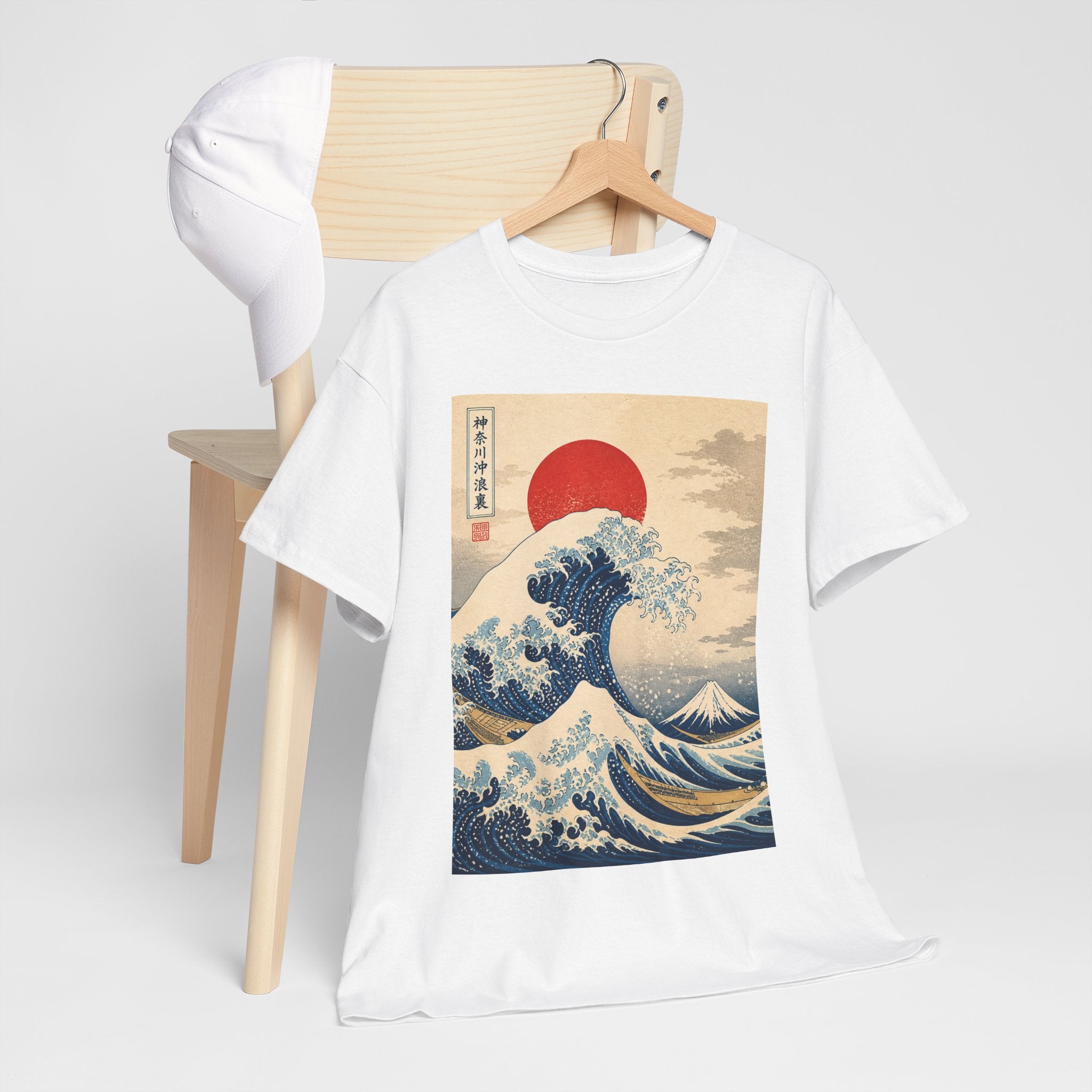 Wave and Red Sun T-Shirt — Vintage Japanese Great Wave Graphic Tee