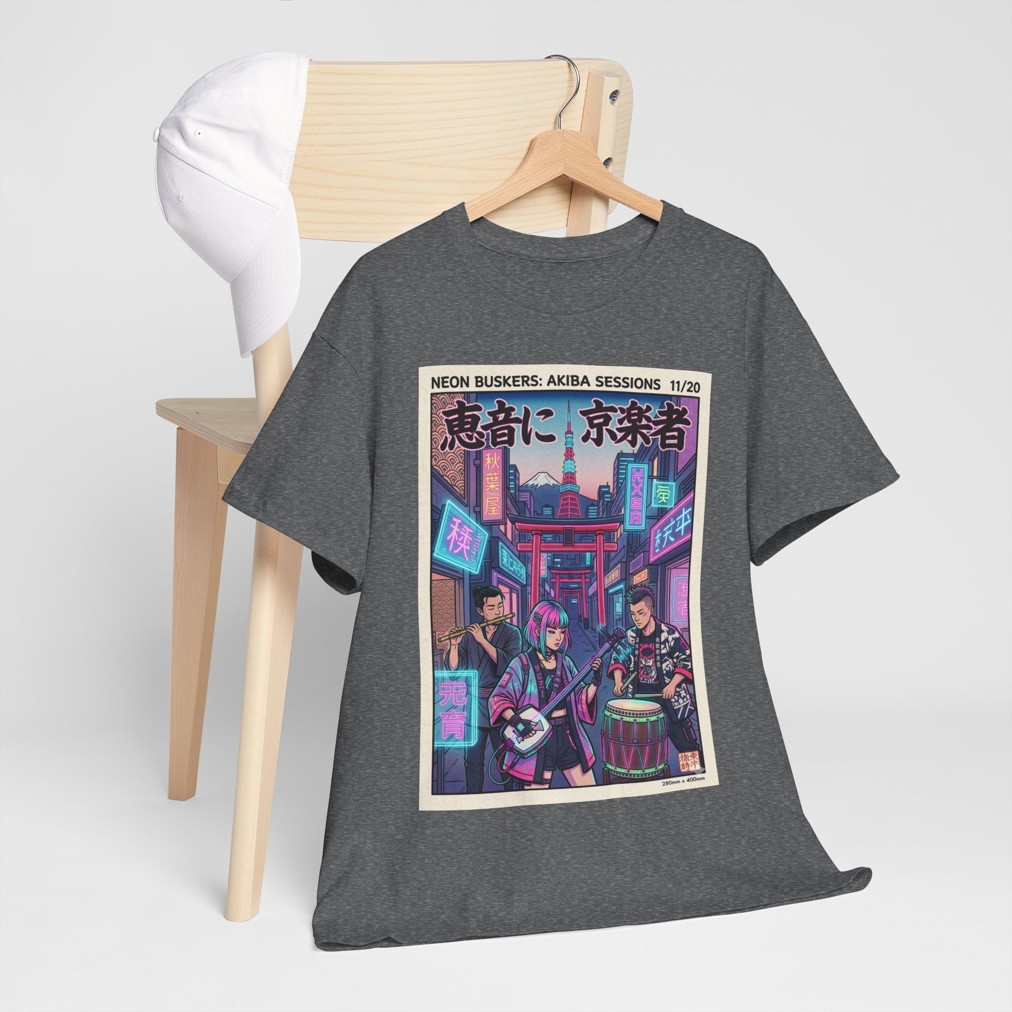Japanese Night Market Band Tee — Neon Akiba Sessions Graphic T-Shirt