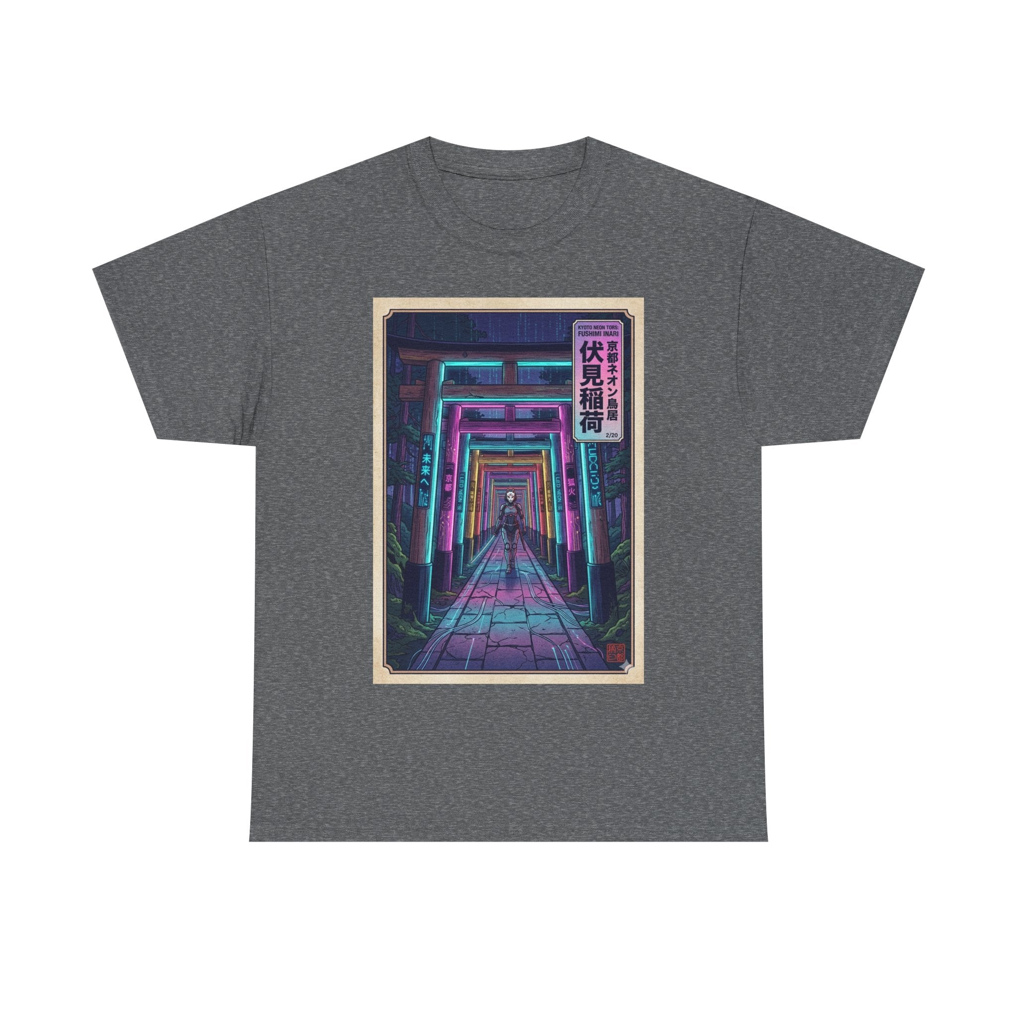 Neon Torii Gate Tee — Vaporwave Fushimi Inari Tunnel Graphic T-Shirt