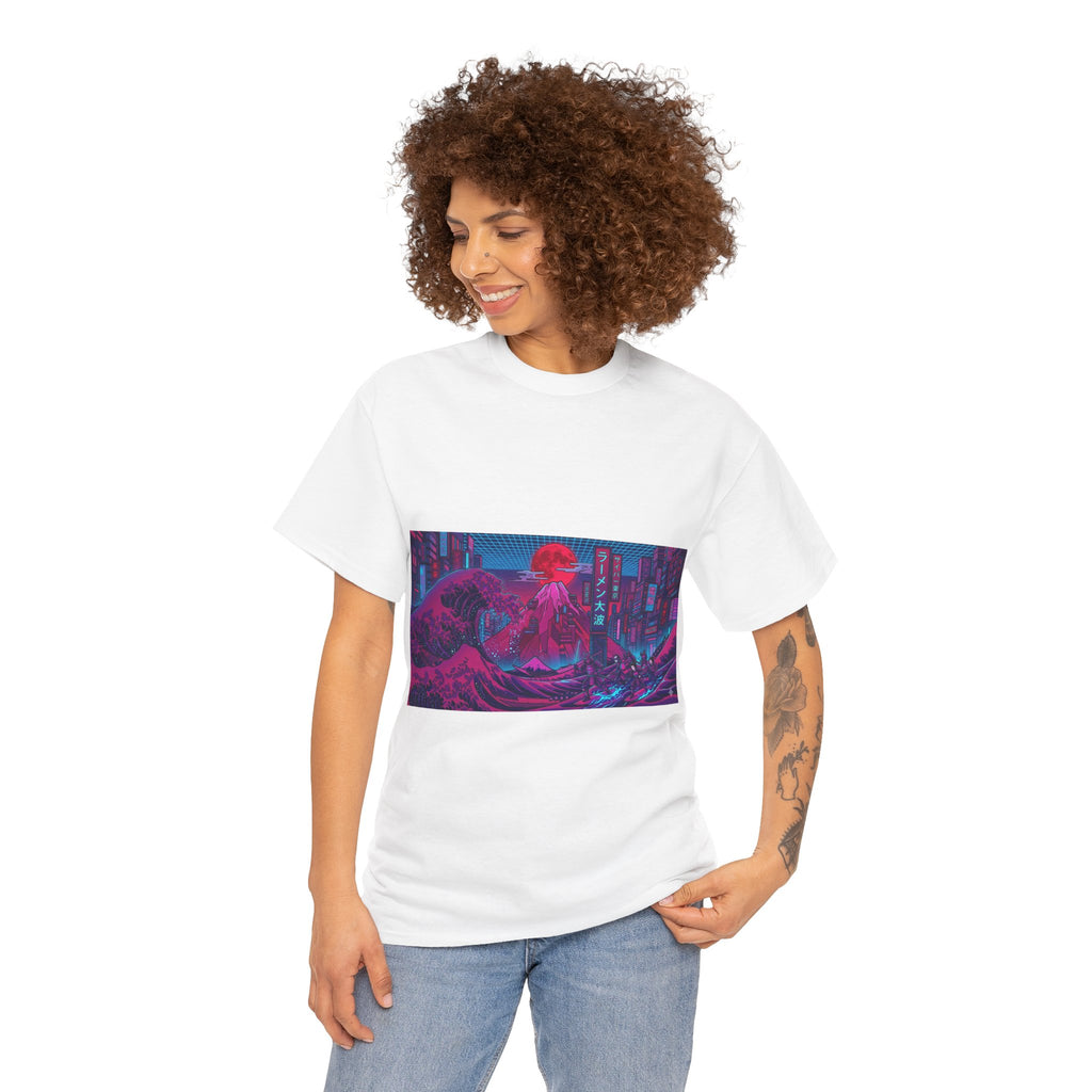 Cyberpunk Cityscape T‑Shirt — Neon Samurai Retro Wave Tee
