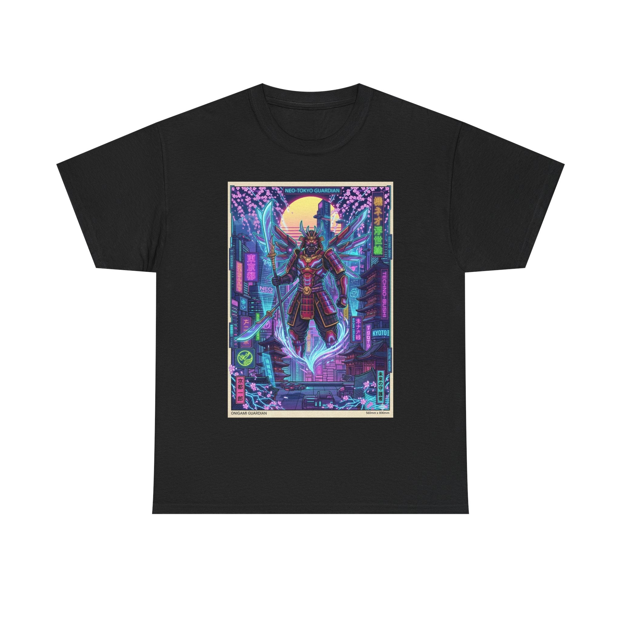 Cyberpunk Samurai T-Shirt — Neon Futuristic Japan Graphic Tee - Japanese Streetwear T-Shirt | Tokyo Style X