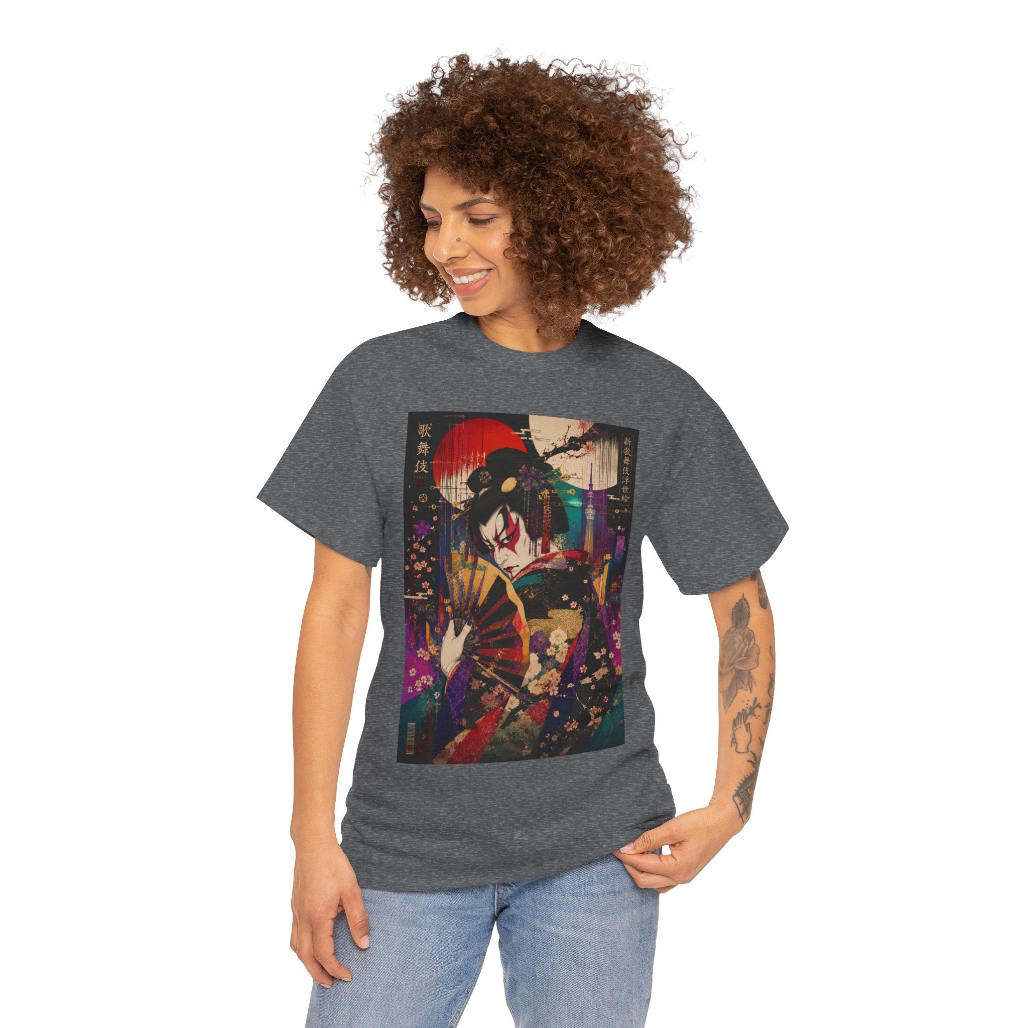 Geisha Nightscape T-Shirt — Neon Japanese Art Print Tee