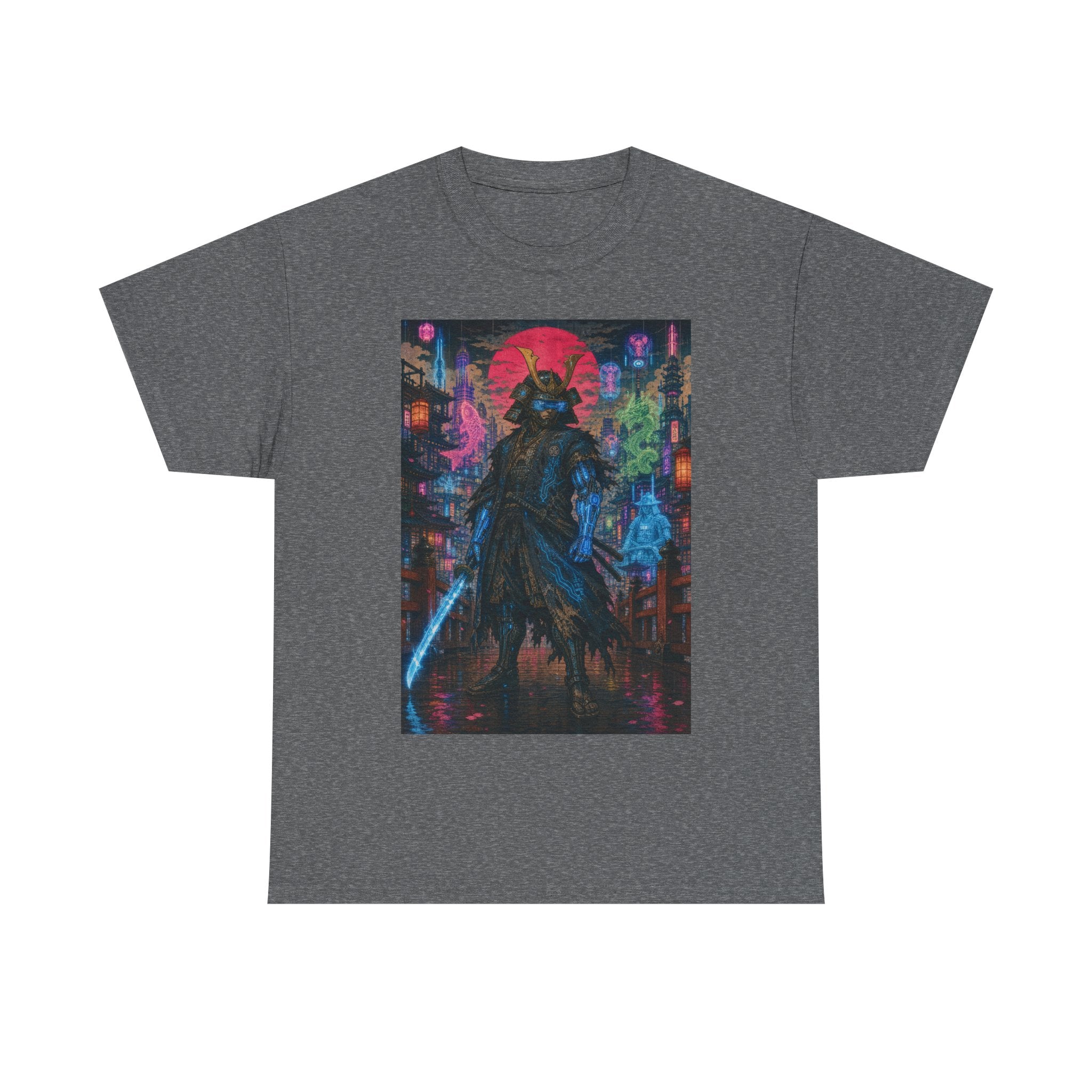 Cyber Samurai T‑Shirt — Neon Ronin Sword Art Tee