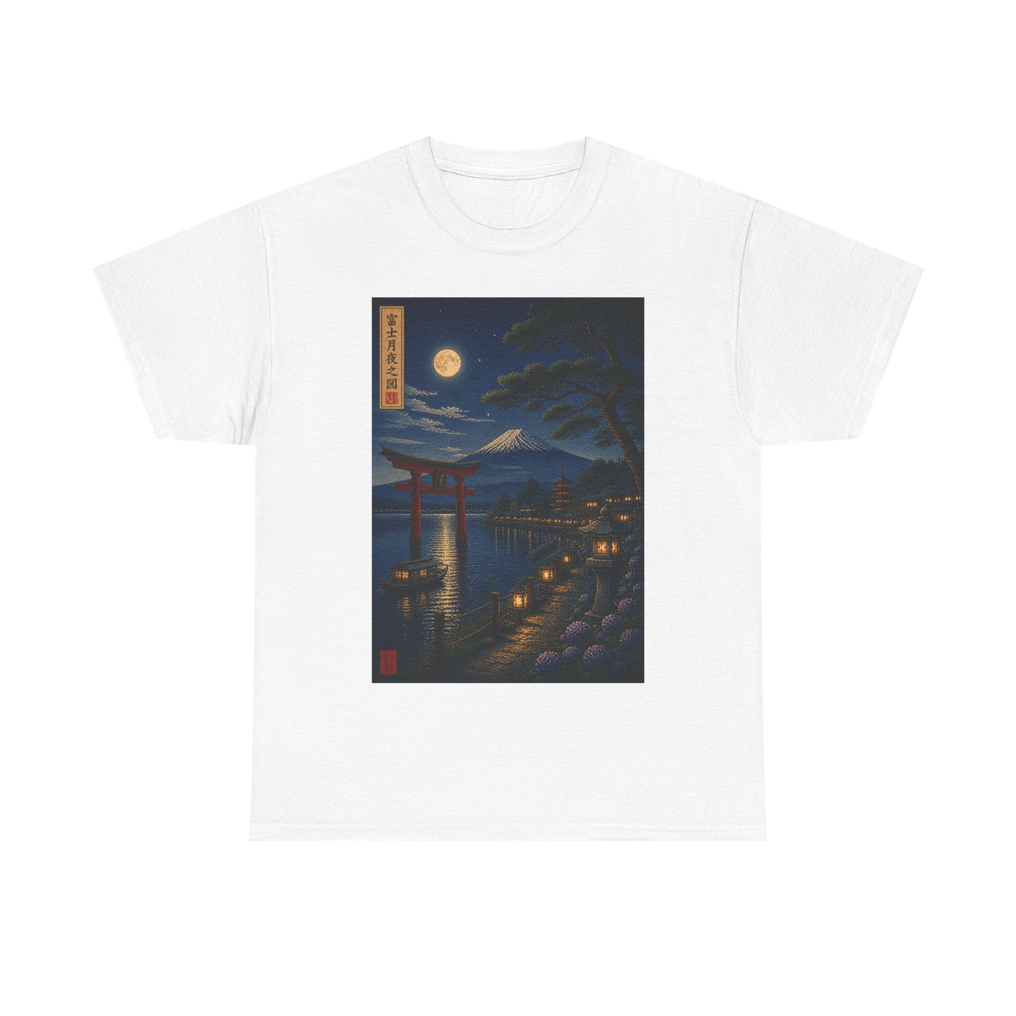 Japanese Nightscape Tee — Torii Gate Moonlit Ukiyo-e Shirt