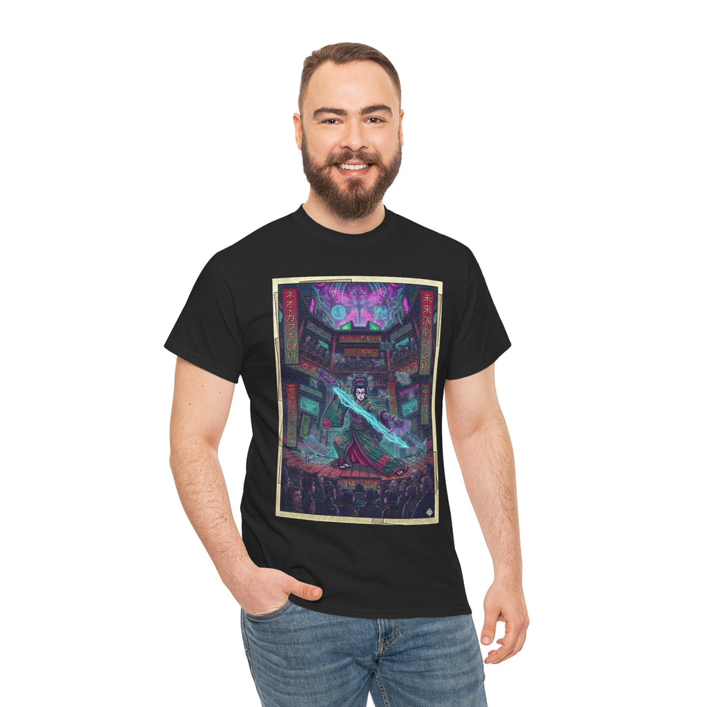 Cyberpunk Sorcerer Tee — Neon Mage Illustration Graphic T‑Shirt