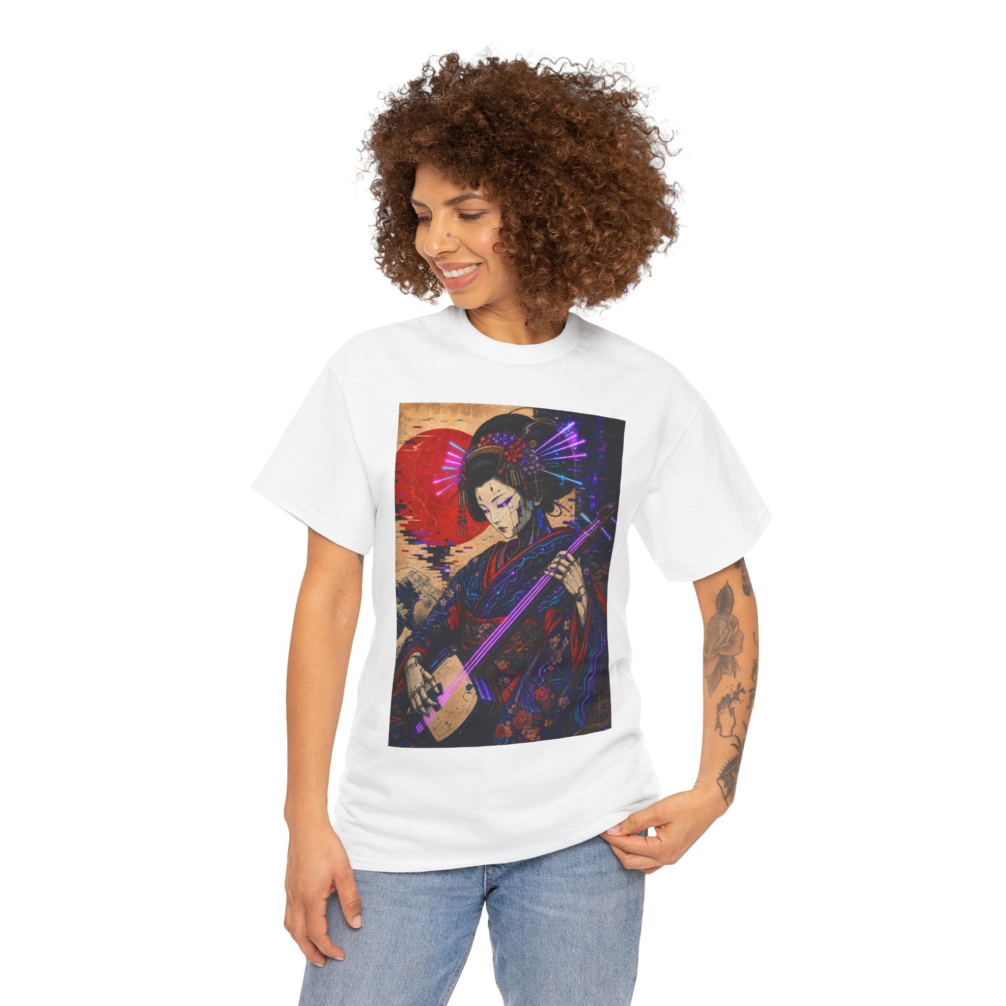 Geisha Musician Graphic Tee — Vintage Japanese Shamisen Art T-Shirt