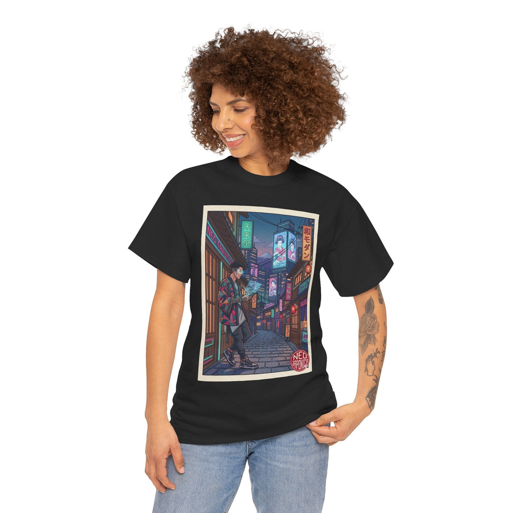 T-Shirt — Neon City Anime Streetwear Tee (Cyberpunk Nightscape) - Japanese Streetwear T-Shirt | Tokyo Style X