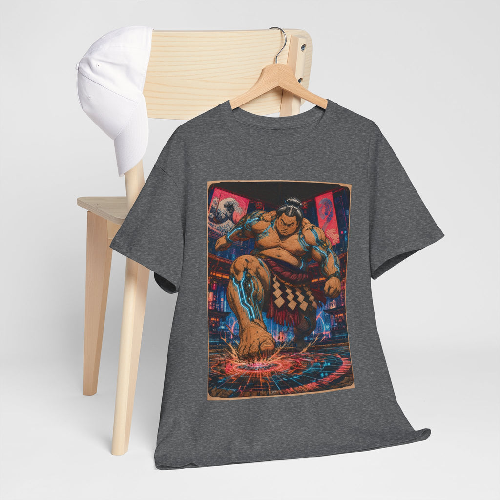 Sumo Fighter Graphic Tee — Retro Neon Street Art T-Shirt