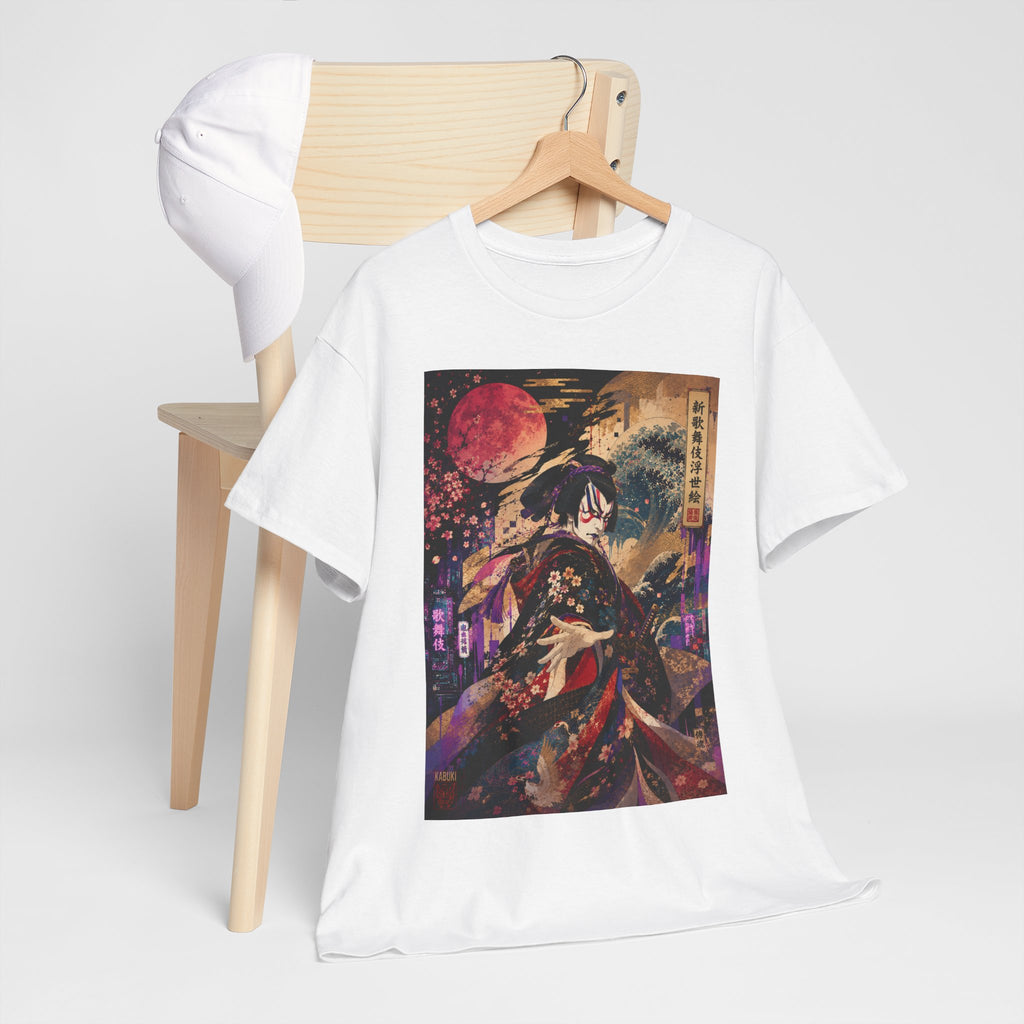 Geisha Moonlight Tee – Japanese Ukiyo-e Style Kimono Illustration Shirt
