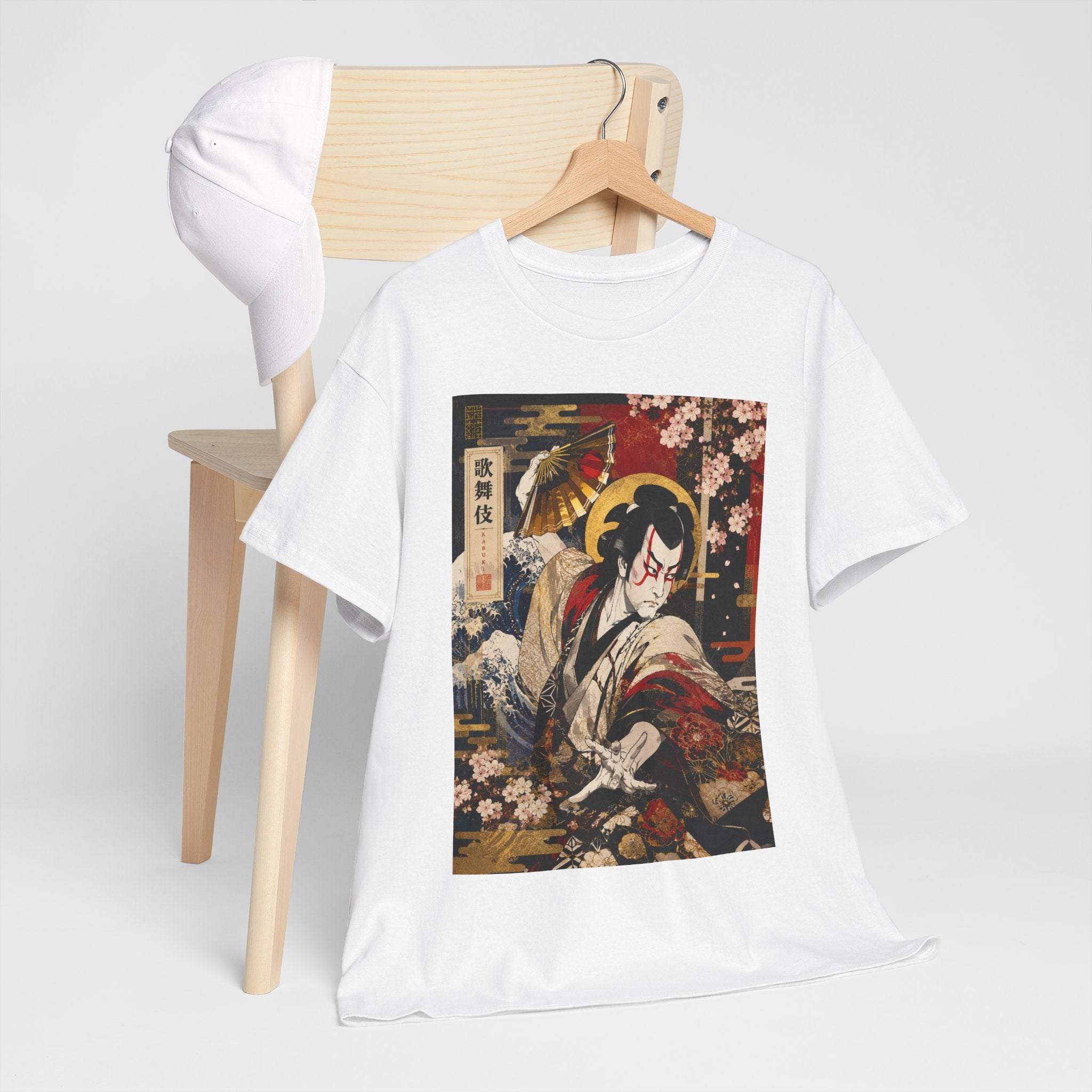 Kabuki Samurai Tee – Vintage Japanese Ukiyo-e Cherry Blossom Graphic T-Shirt