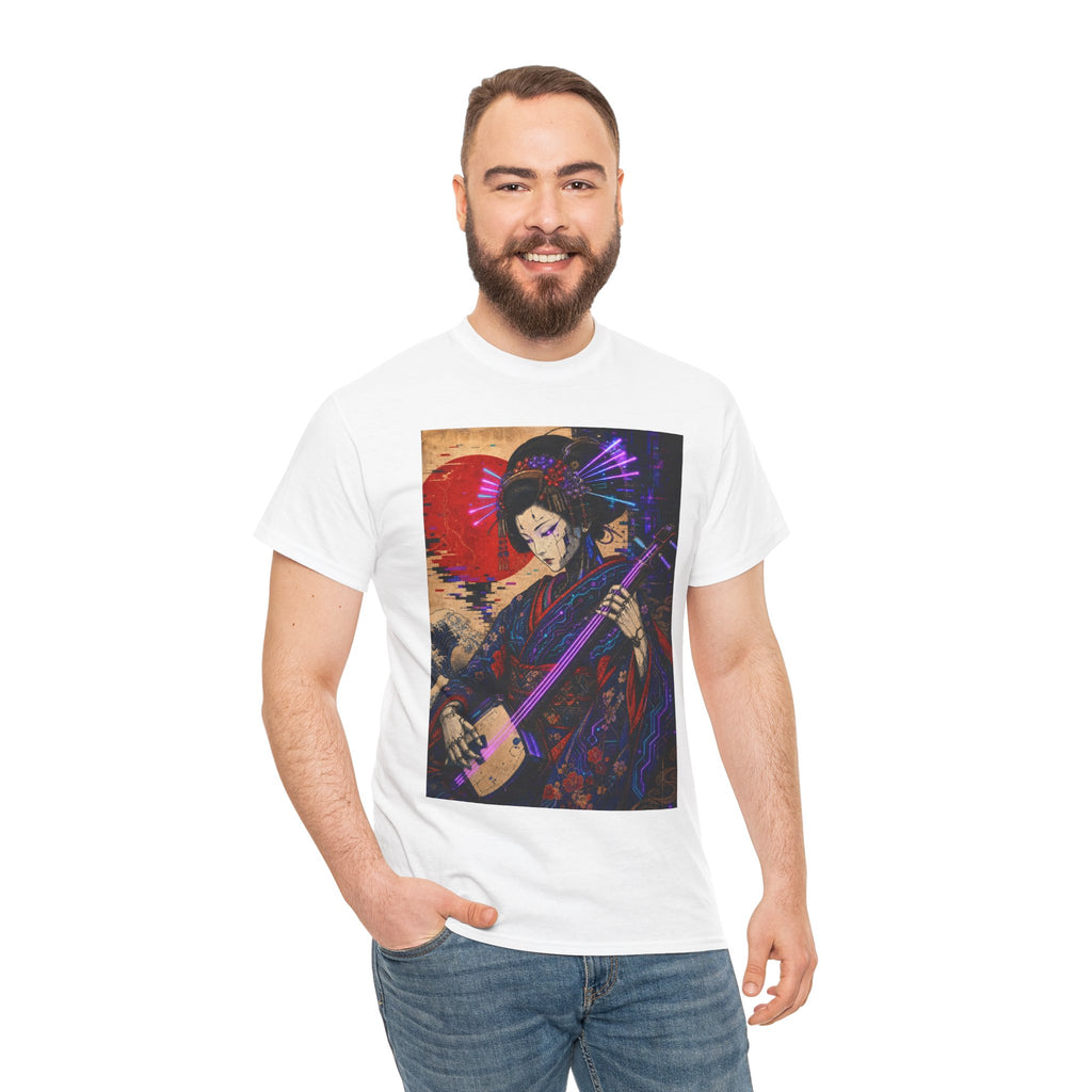 Geisha Musician Graphic Tee — Vintage Japanese Shamisen Art T-Shirt