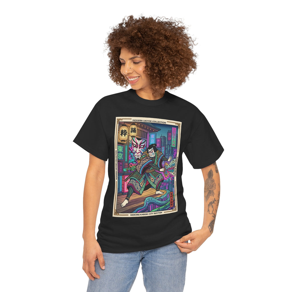 Kabuki Cyberpunk T-Shirt — Neon Samurai Art Tee