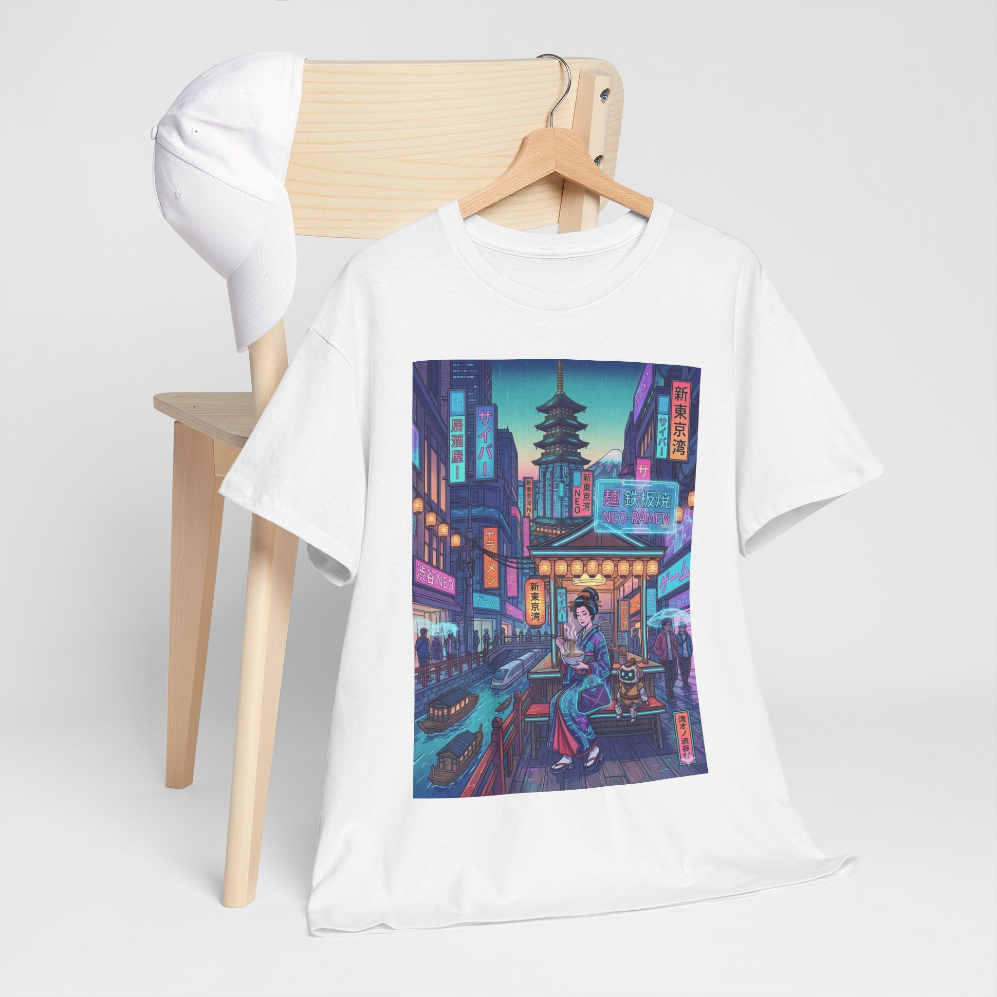 T-Shirt — Neon City Samurai Streetwear (Cyberpunk Tokyo Pagoda Design) - Japanese Streetwear T-Shirt | Tokyo Style X