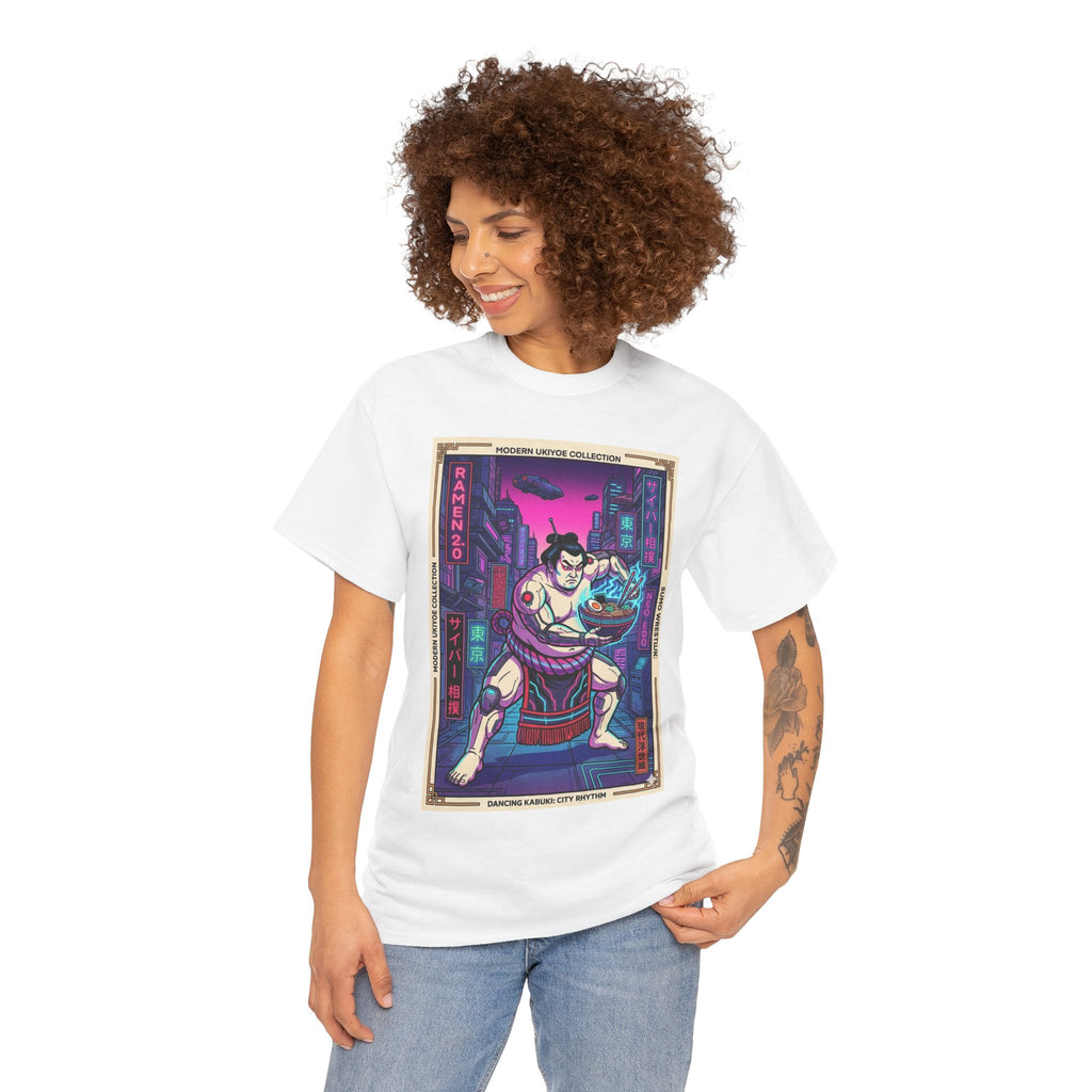 Sumo Warrior Graphic Tee — Neon Retro Japanese Urban Art T-Shirt