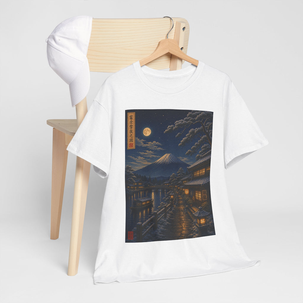 T-Shirt — Moonlit Japanese Street Print (Vintage Ukiyo-e Nightscape)