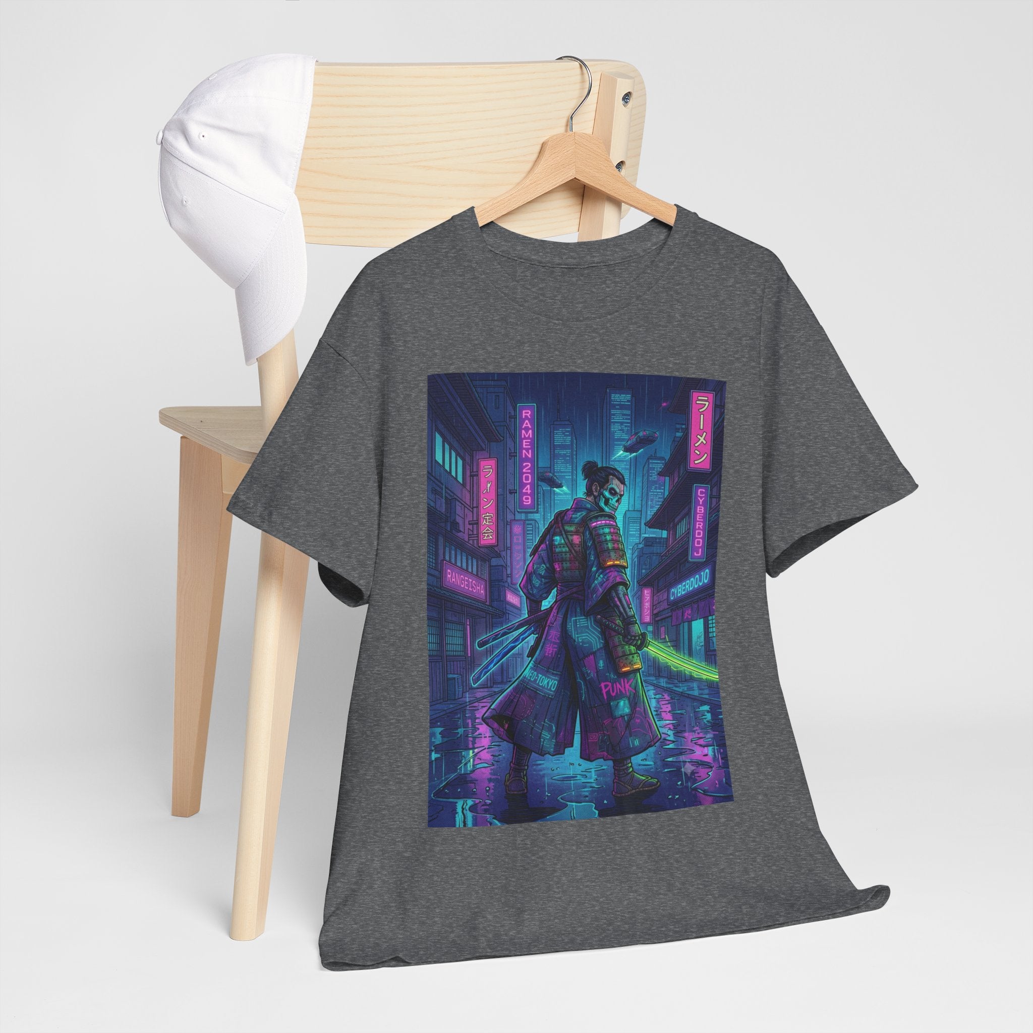 Cyberpunk Samurai T-Shirt — Neon City Night Rider Graphic Tee