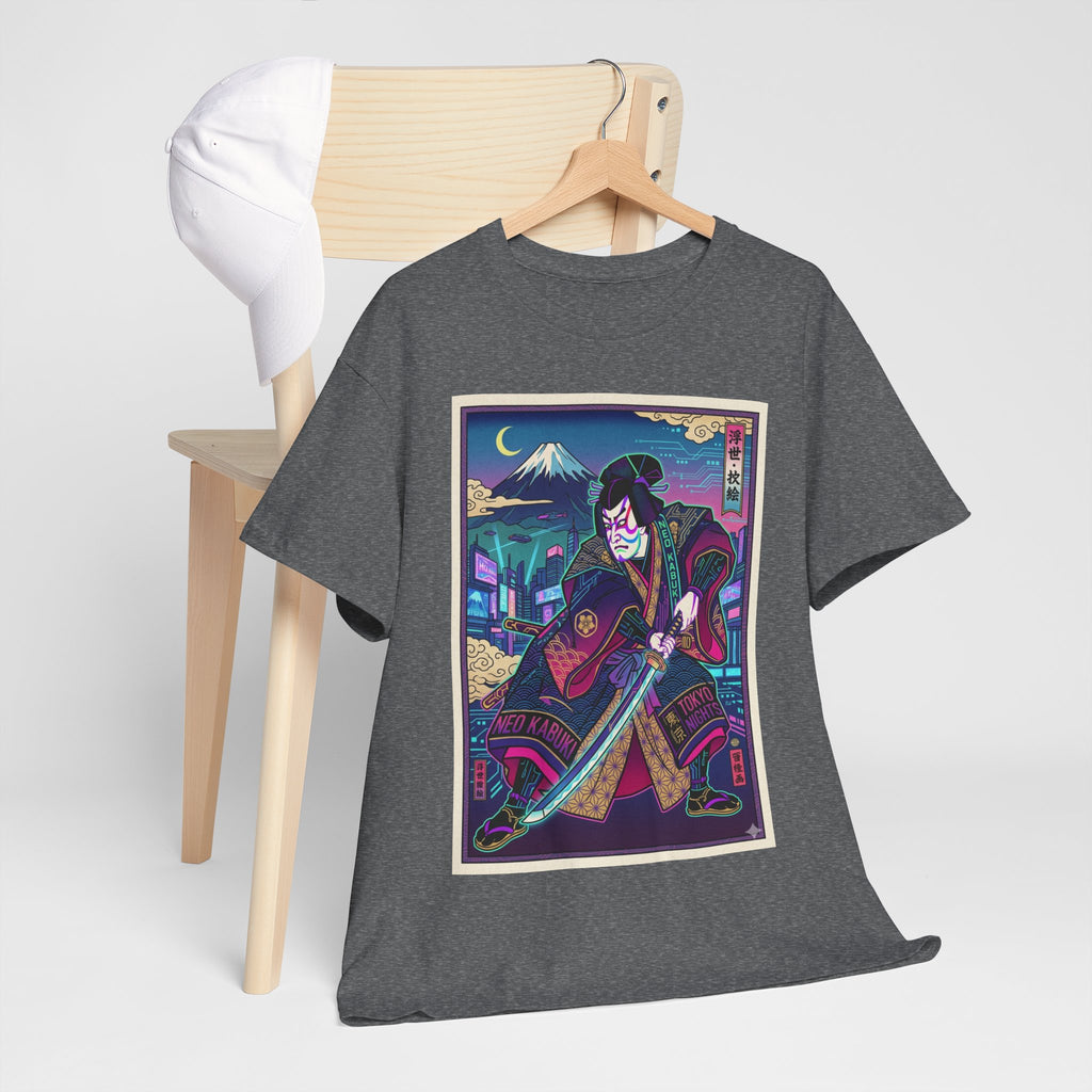 Samurai Night T-Shirt — Neon Ukiyo-e Sword Art Tee - Japanese Streetwear T-Shirt | Tokyo Style X