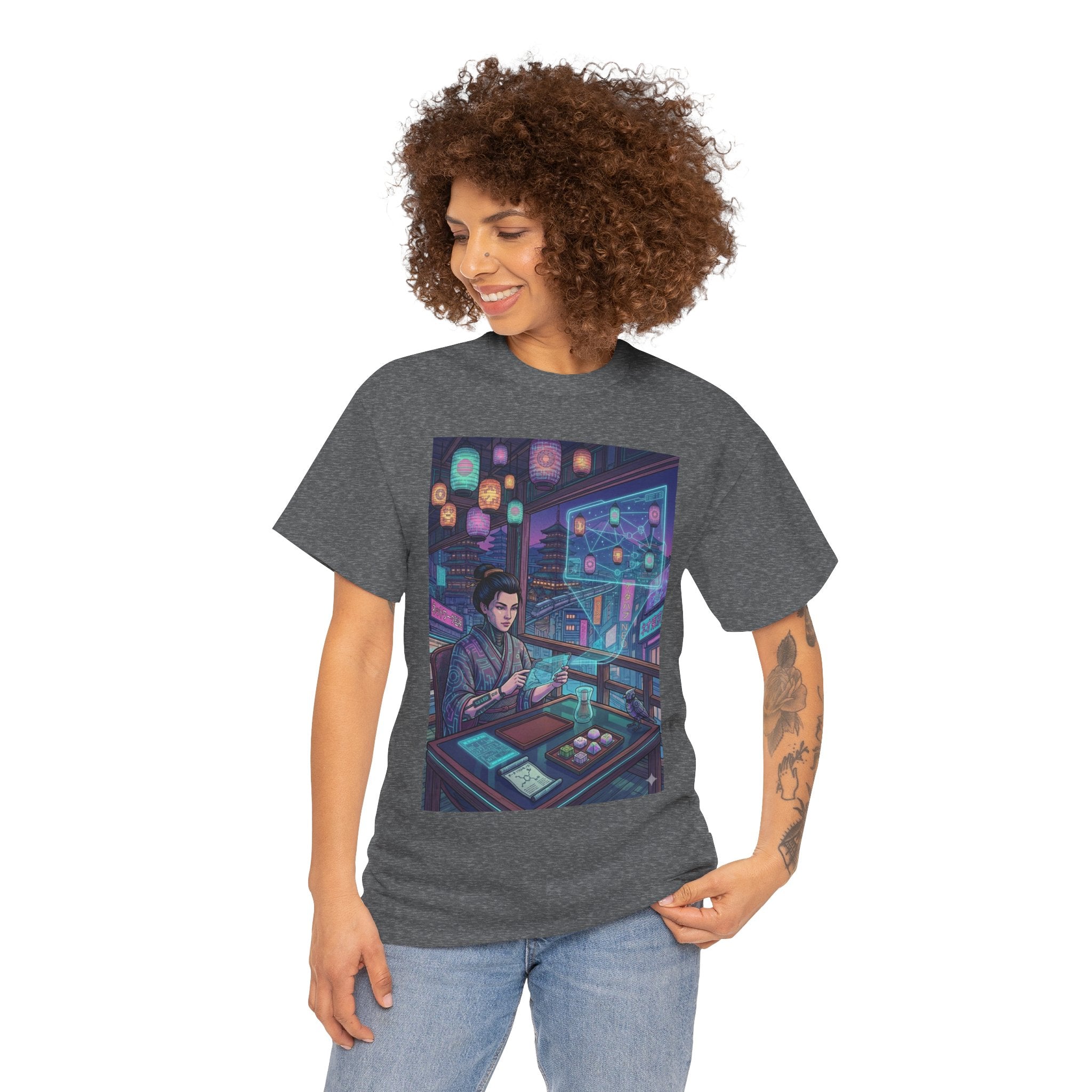 Cyberpunk Programmer Tee — Neon Night City Tech Art T-Shirt - Japanese Streetwear T-Shirt | Tokyo Style X