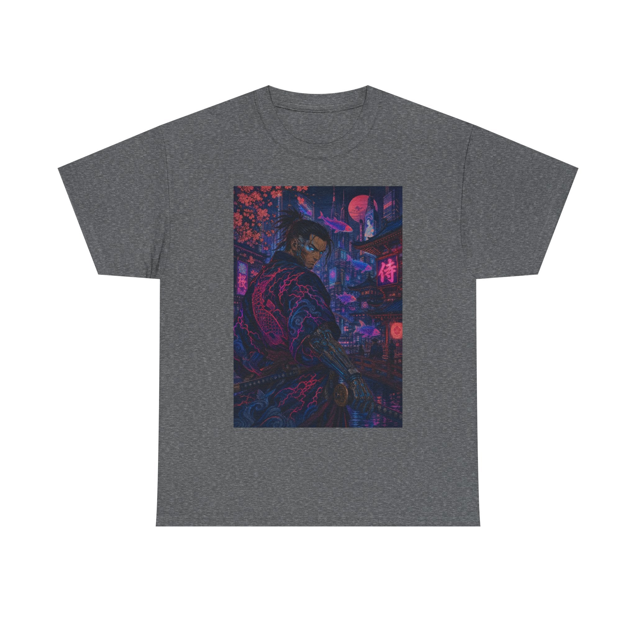 Cyberpunk Samurai T‑Shirt – Neon Night Streetwear Graphic Tee