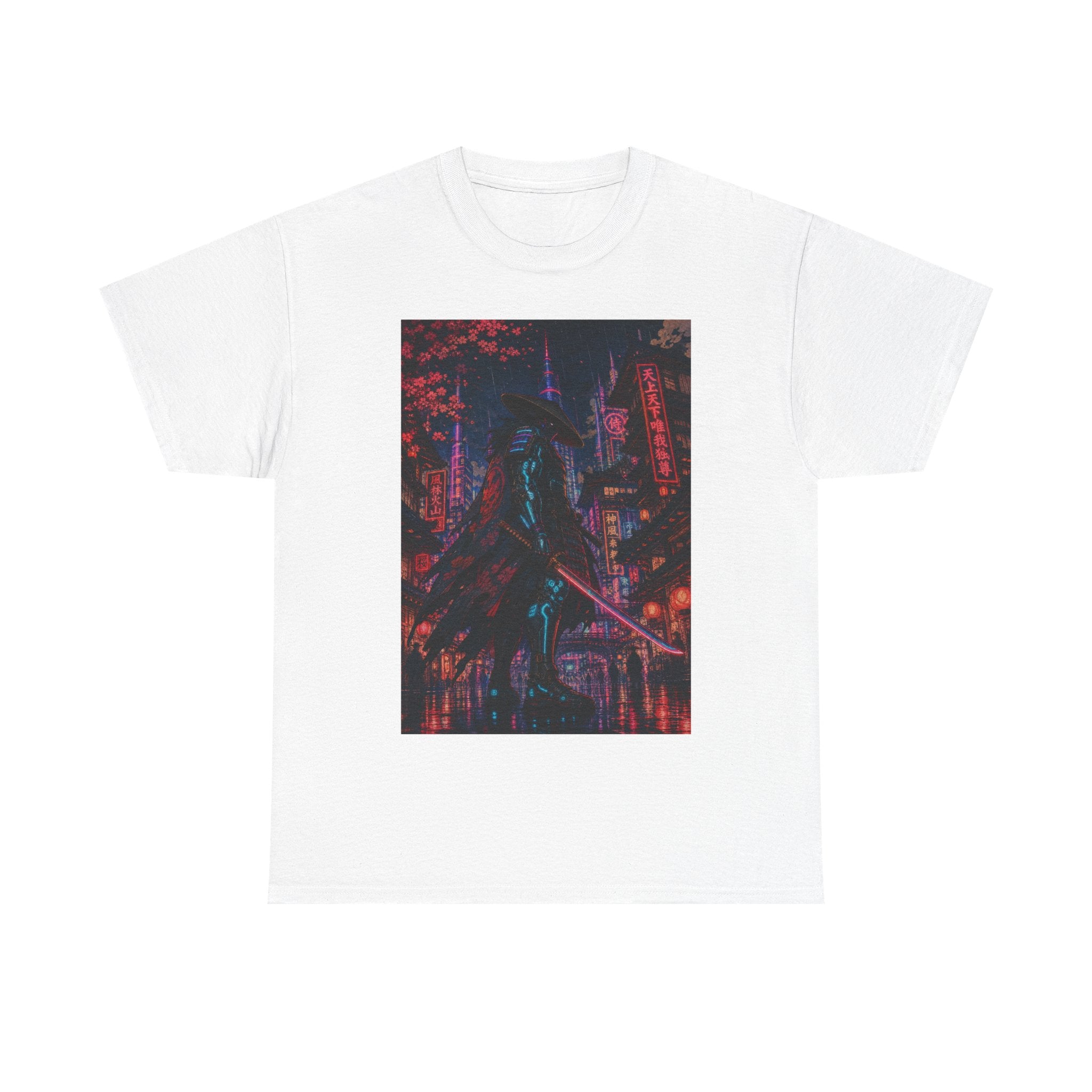 Cyberpunk Samurai Tee — Neon Night City Graphic T-Shirt