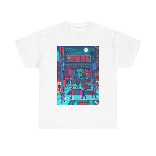 Cyberpunk Cityscape Tee — Neon Tokyo Street Scene Graphic T‑Shirt