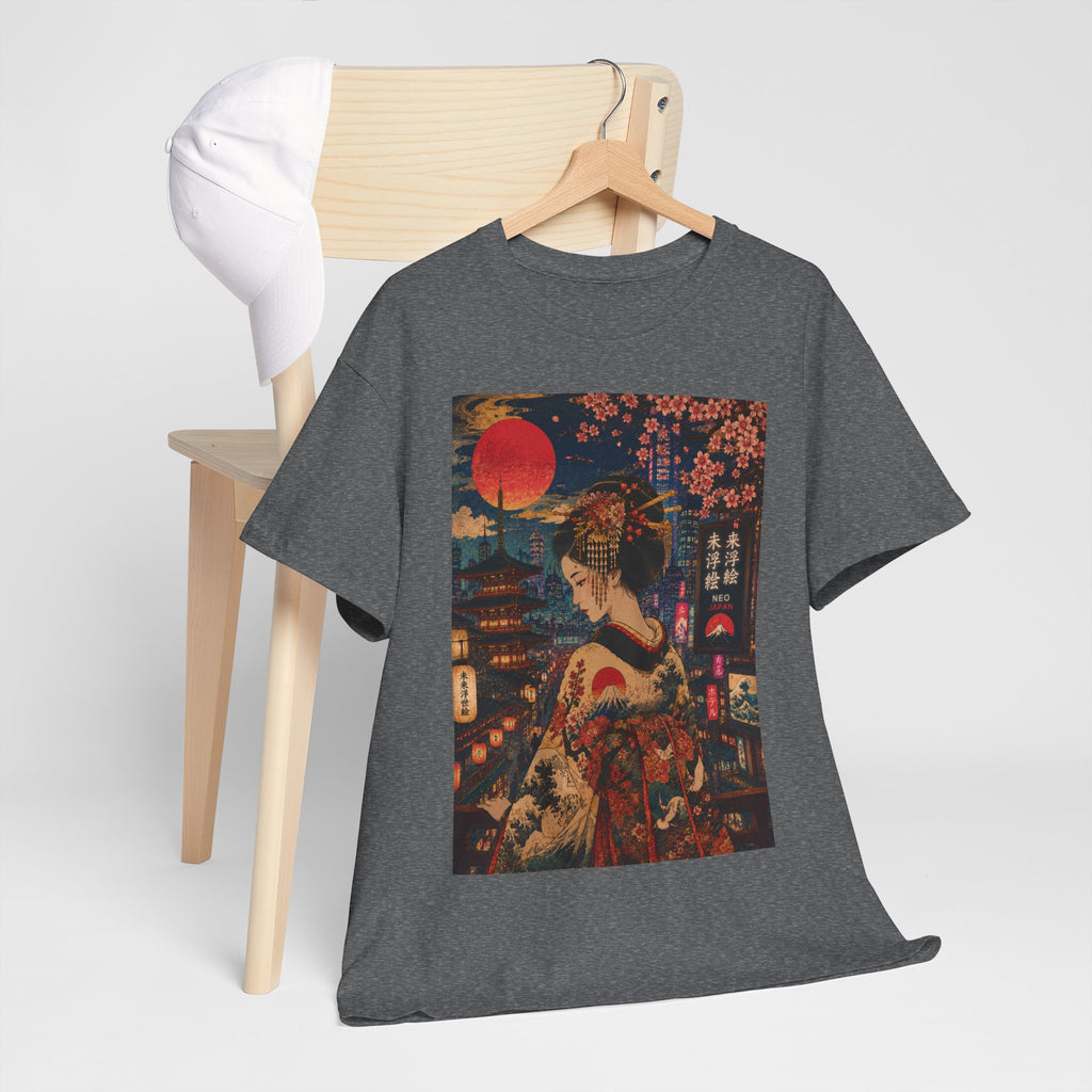 Geisha Nightscape Tee — Vintage Japanese Kimono Art T-Shirt