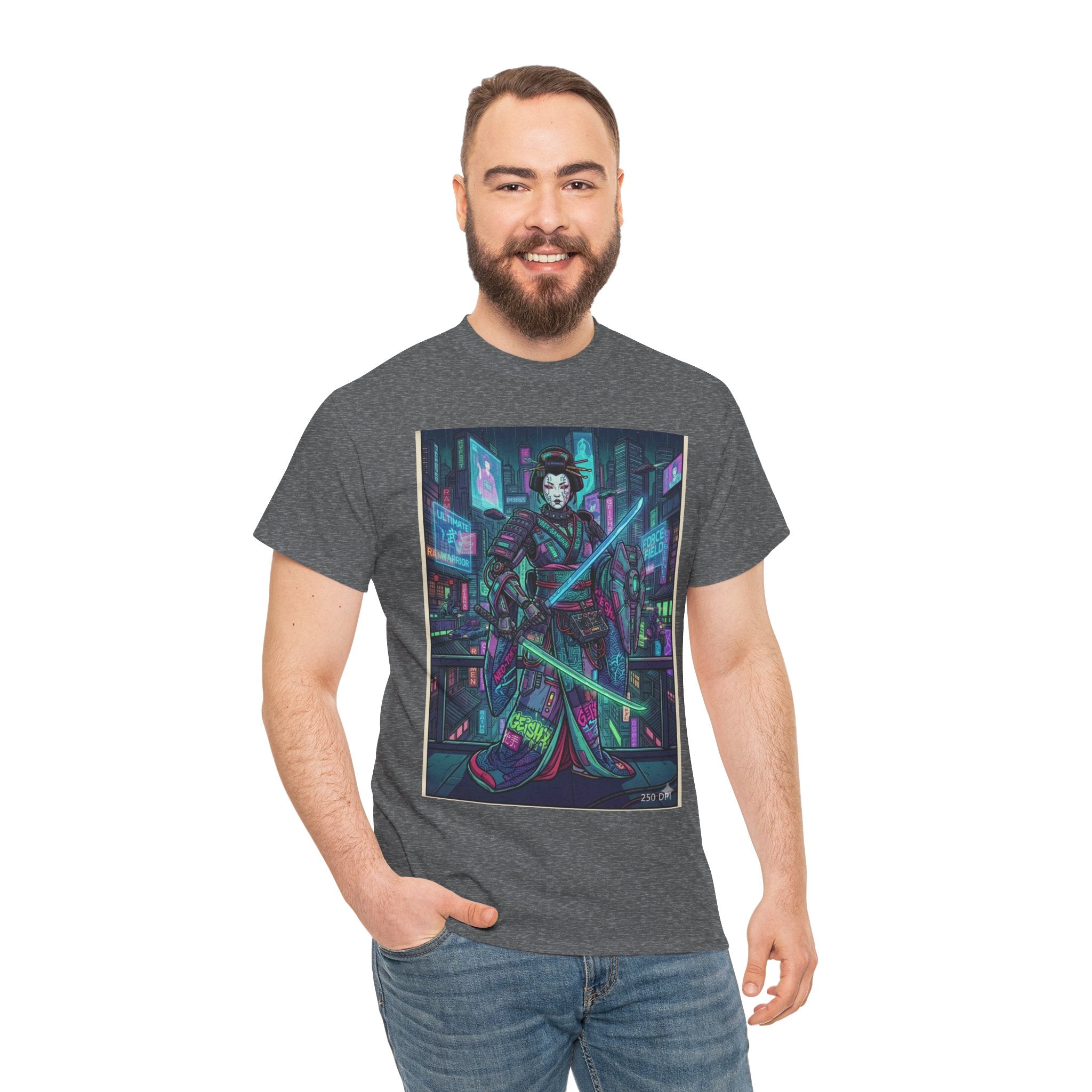 Cyber Geisha T-Shirt — Neon Samurai Streetwear Graphic Tee