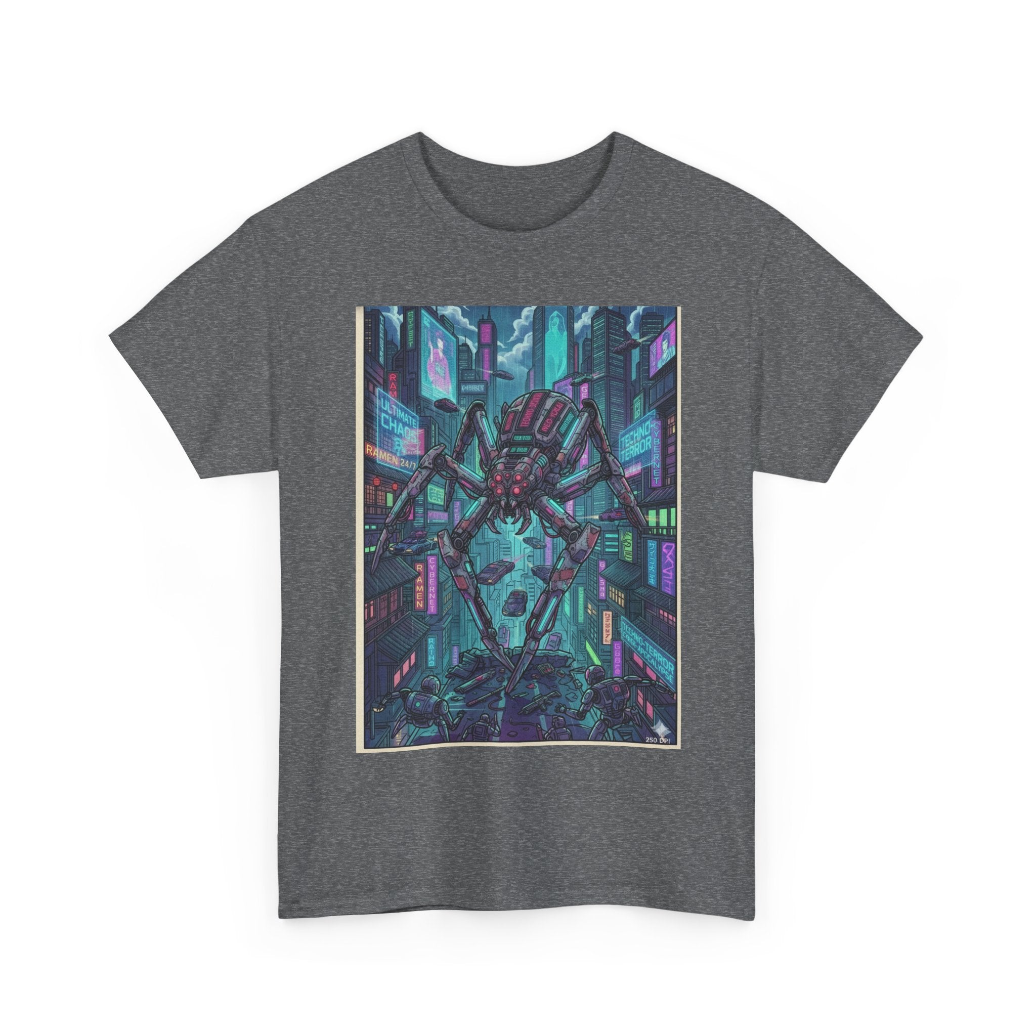 Cyberpunk Spider City T-Shirt — Neon Sci‑Fi Graphic Tee