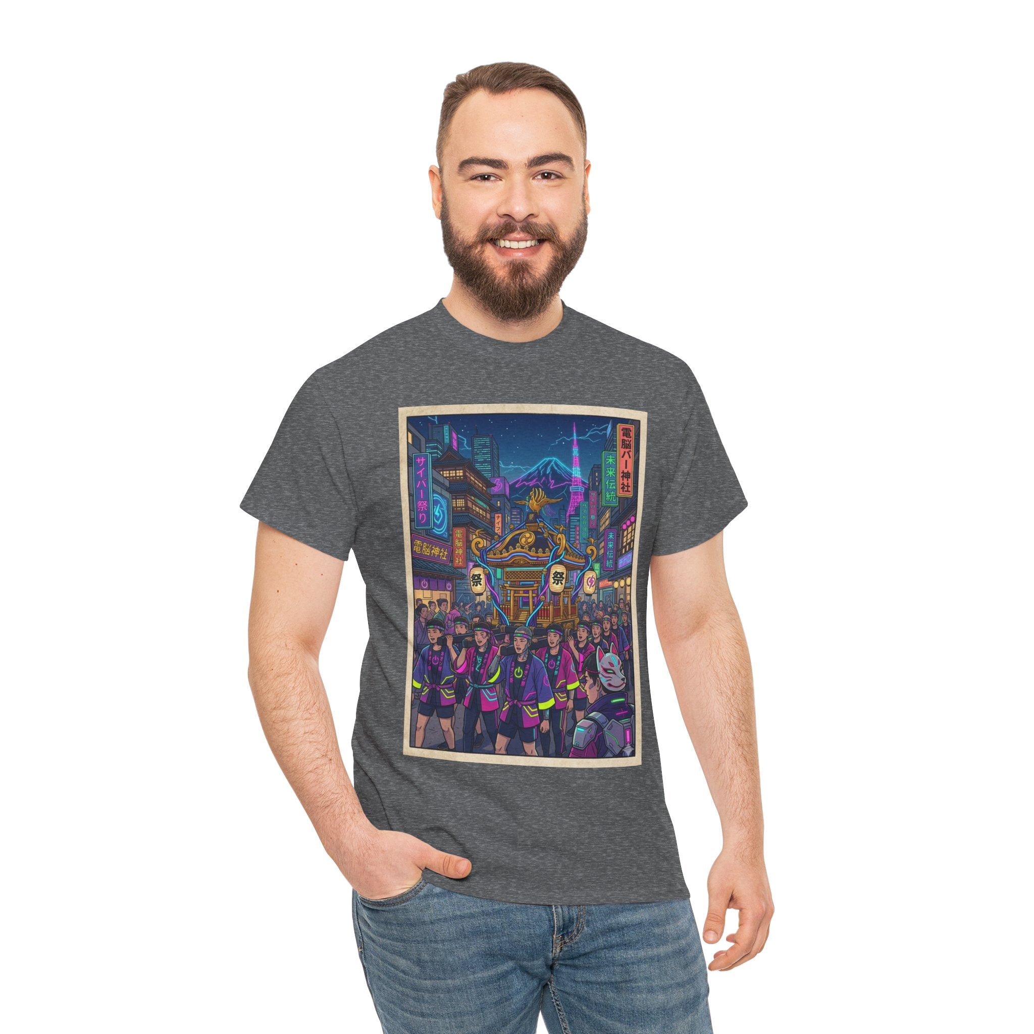 Cyberpunk City Night T-Shirt — Neon Tokyo Street Scene Graphic Tee