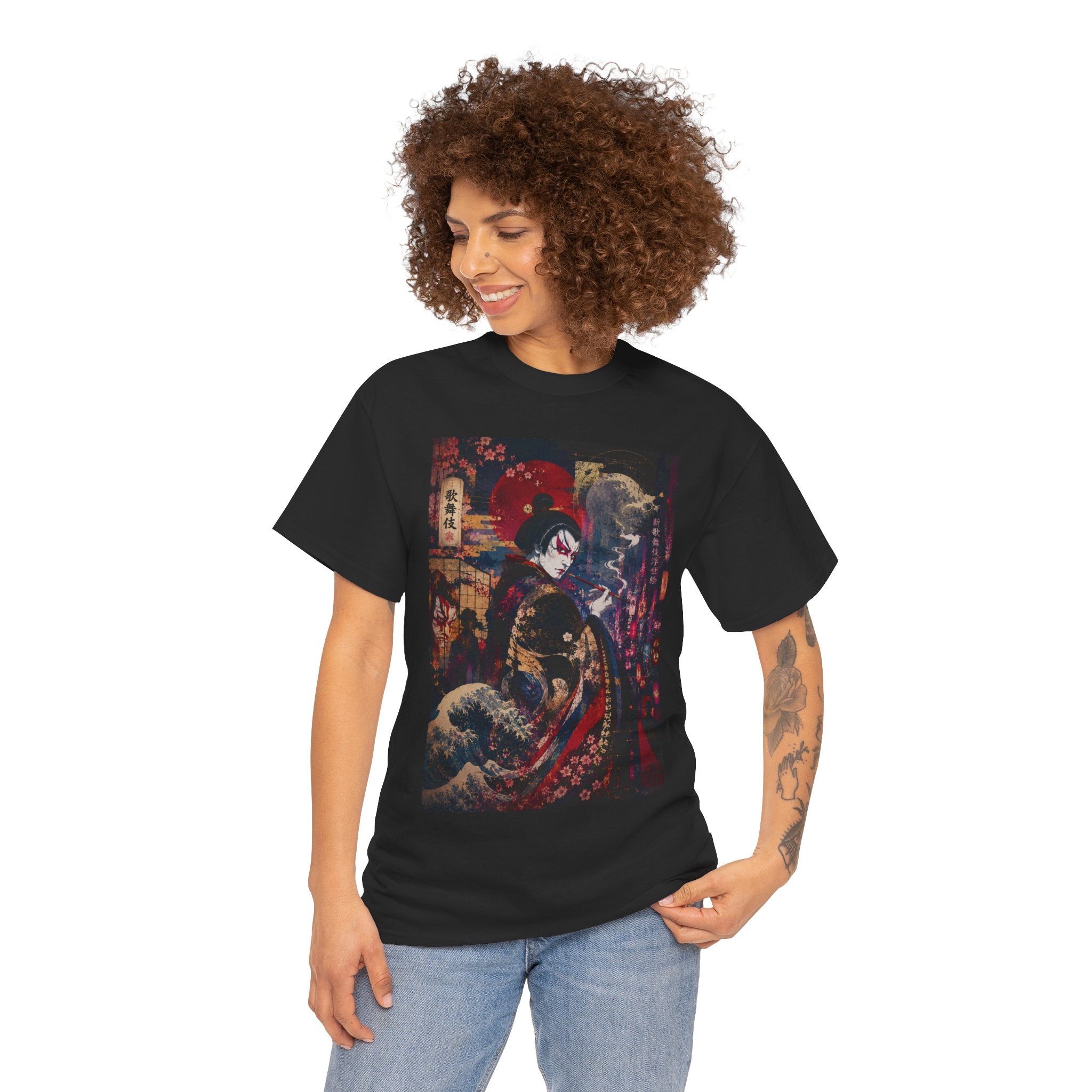 Geisha Nightstreet T‑Shirt — Japanese Urban Ukiyo‑e Style Tee