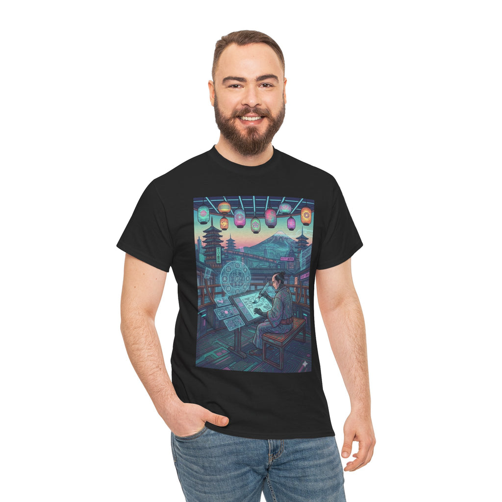 Cyberpunk Artist Tee — Night Studio Illustration T-Shirt - Japanese Streetwear T-Shirt | Tokyo Style X