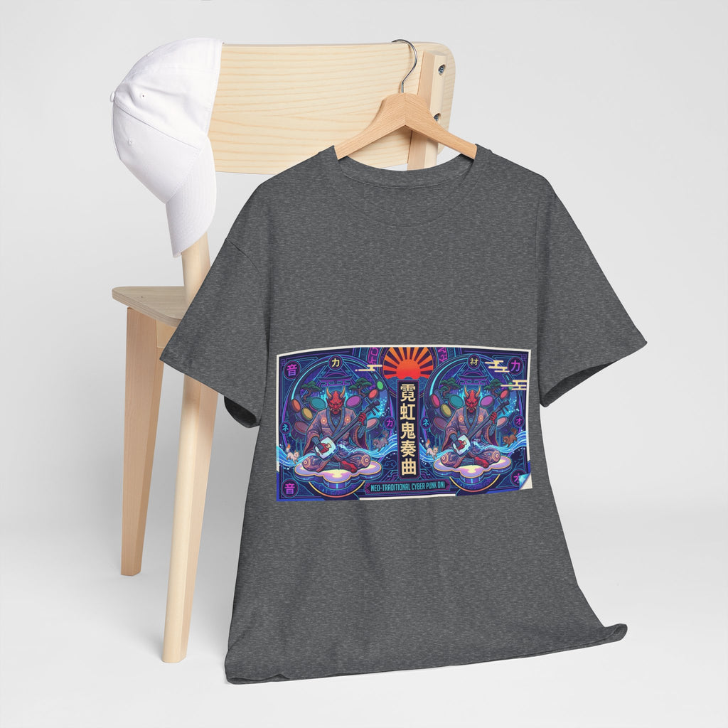 Graphic Tee — Neon Lotus Meditation Design (Japanese Text)
