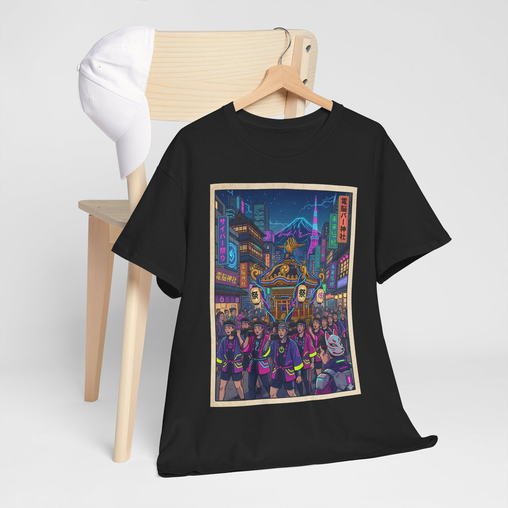 Cyberpunk City Night T-Shirt — Neon Tokyo Street Scene Graphic Tee