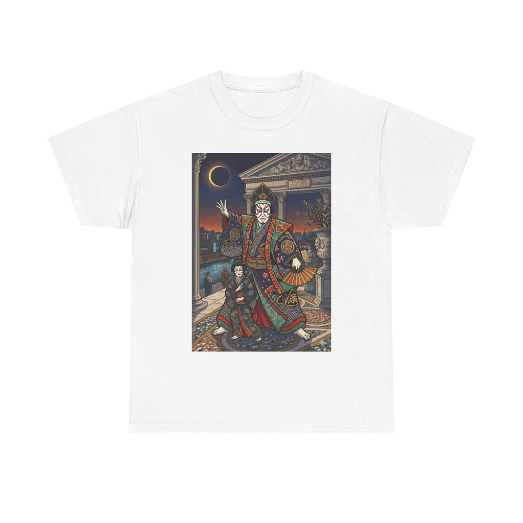 Geisha Samurai Night Graphic Tee — Japanese Oni Mask Art Shirt