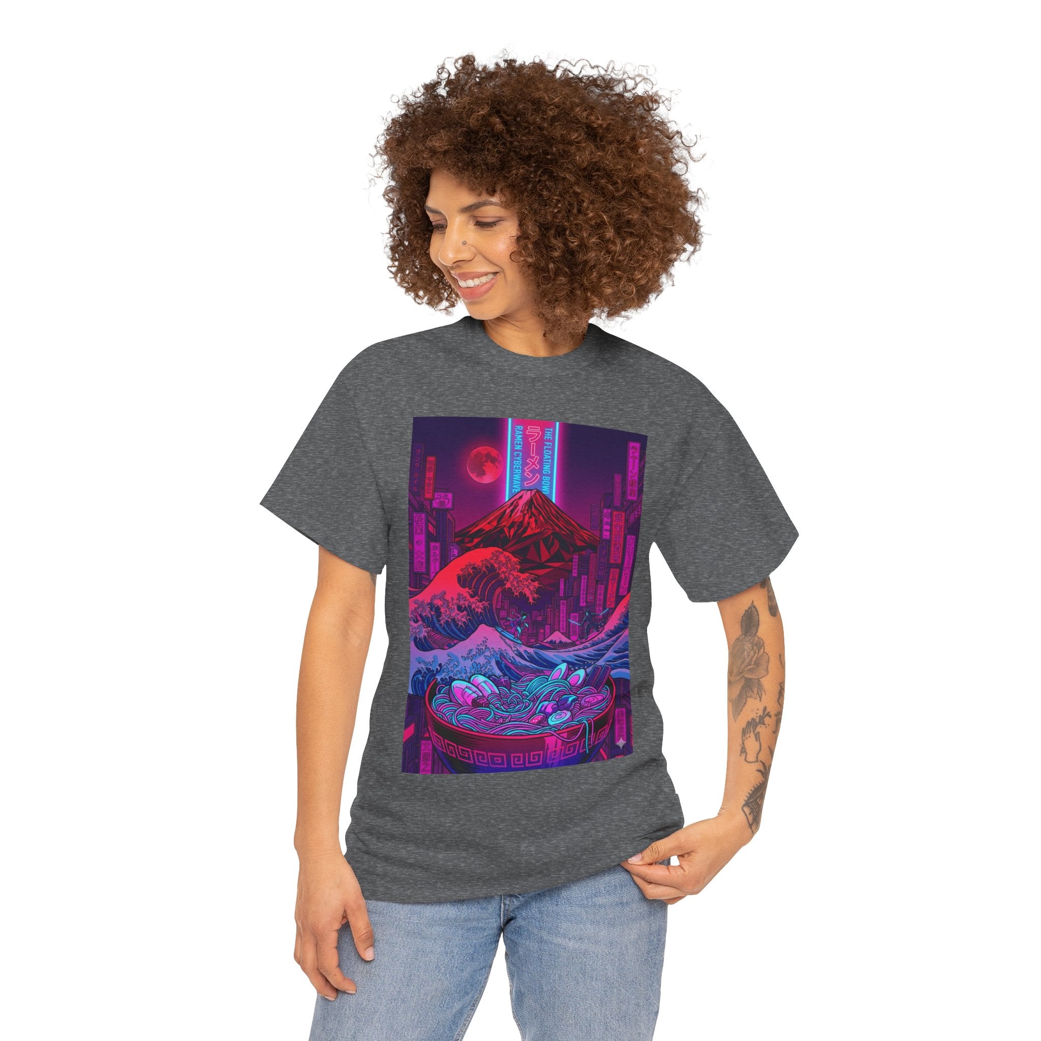 Vaporwave Mt. Fuji Wave Tee — Neon Cyberpunk Japanese Art Shirt