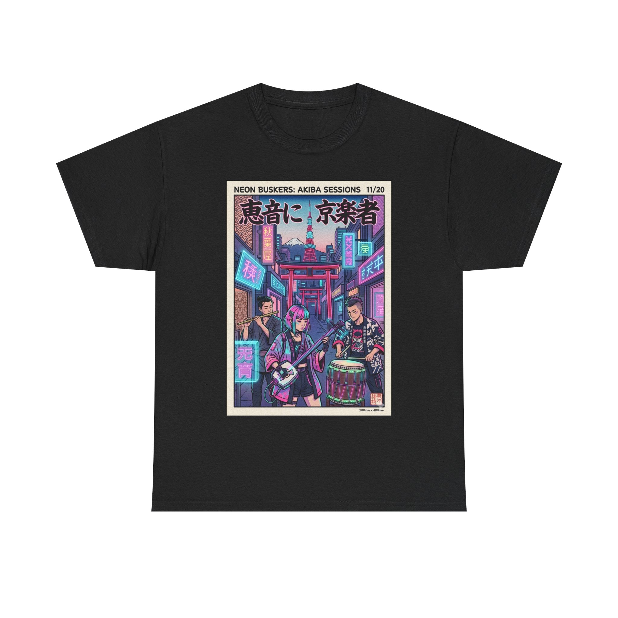 Japanese Night Market Band Tee — Neon Akiba Sessions Graphic T-Shirt