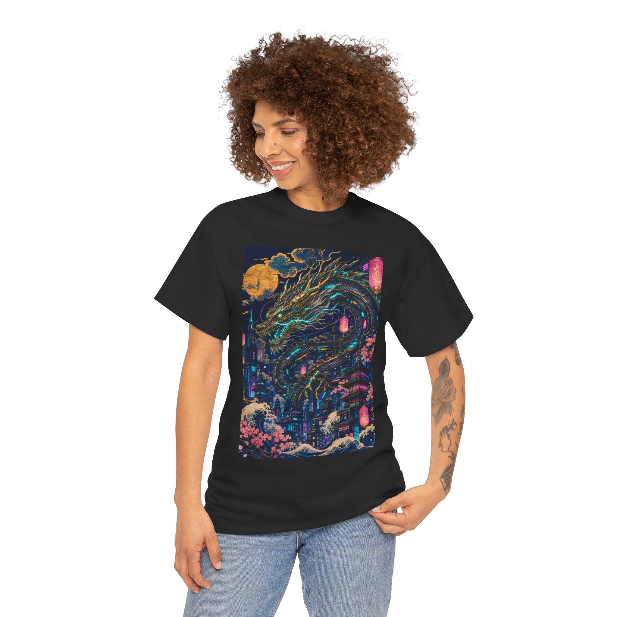 Dragon Night T‑Shirt — Neon Japanese Mythscape Tee
