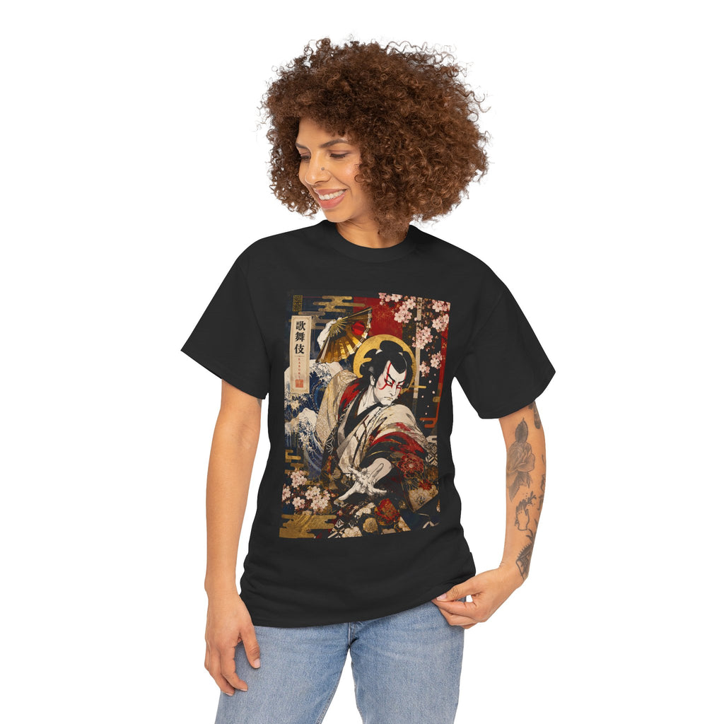 Kabuki Samurai Tee – Vintage Japanese Ukiyo-e Cherry Blossom Graphic T-Shirt