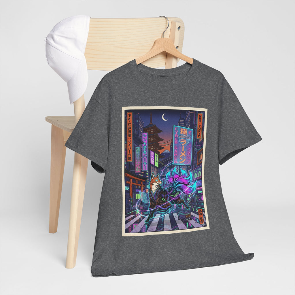 Cyberpunk Fox Tee — Neon Night Street Samurai Graphic T-Shirt - Japanese Streetwear T-Shirt | Tokyo Style X