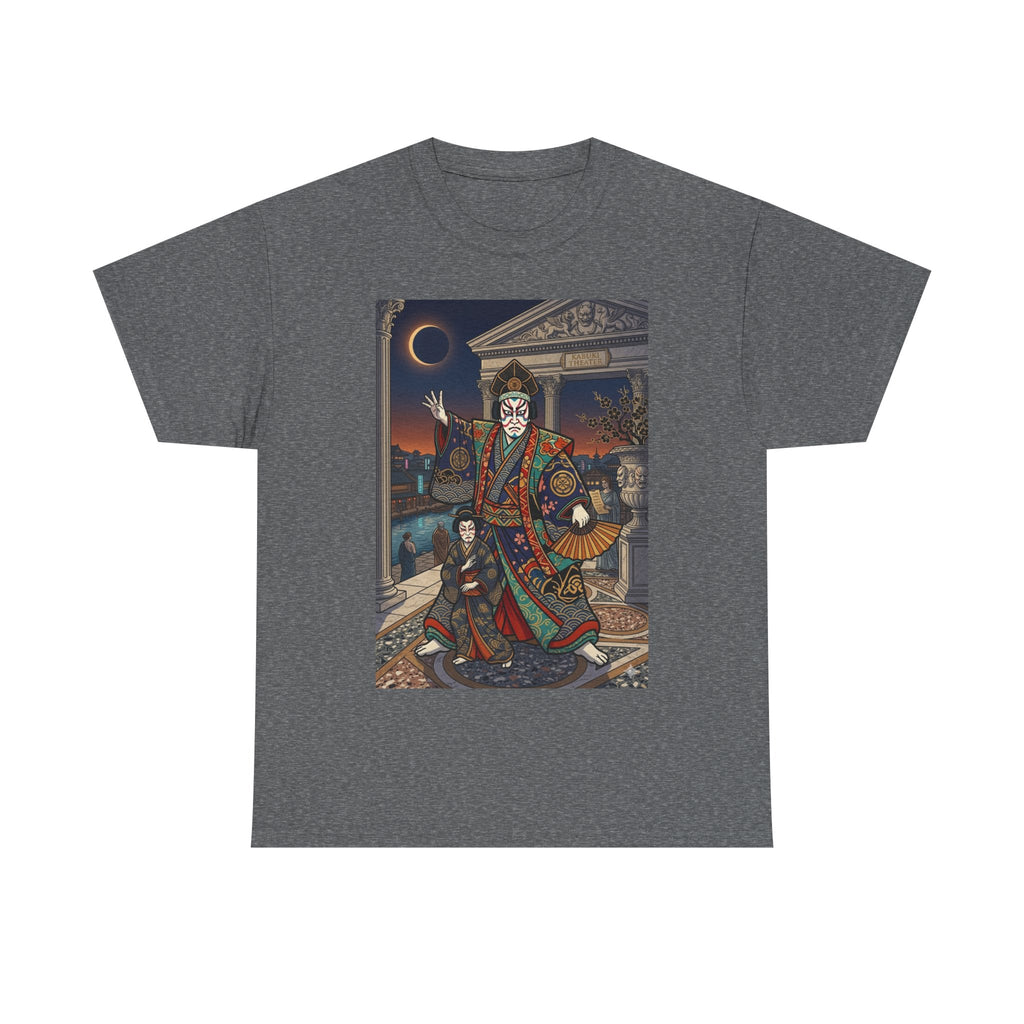 Geisha Samurai Night Graphic Tee — Japanese Oni Mask Art Shirt
