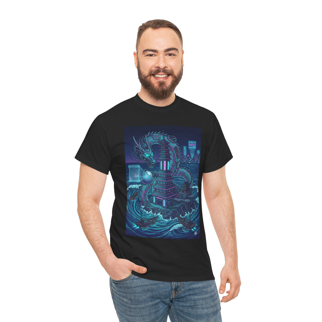 T-Shirt — Neon Cyber Sea Dragon Graphic Tee - Japanese Streetwear T-Shirt | Tokyo Style X
