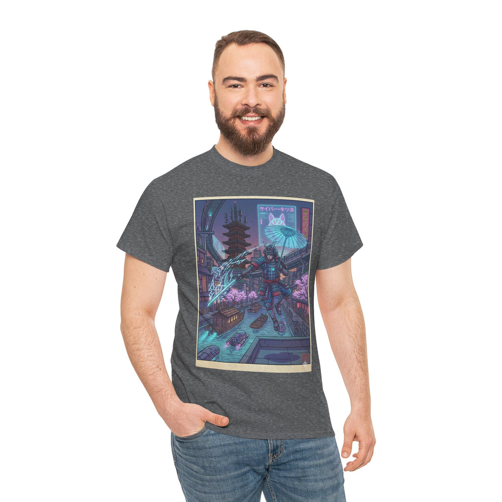 Cyberpunk Samurai Tee — Neon Night City Graphic T-Shirt - Japanese Streetwear T-Shirt | Tokyo Style X