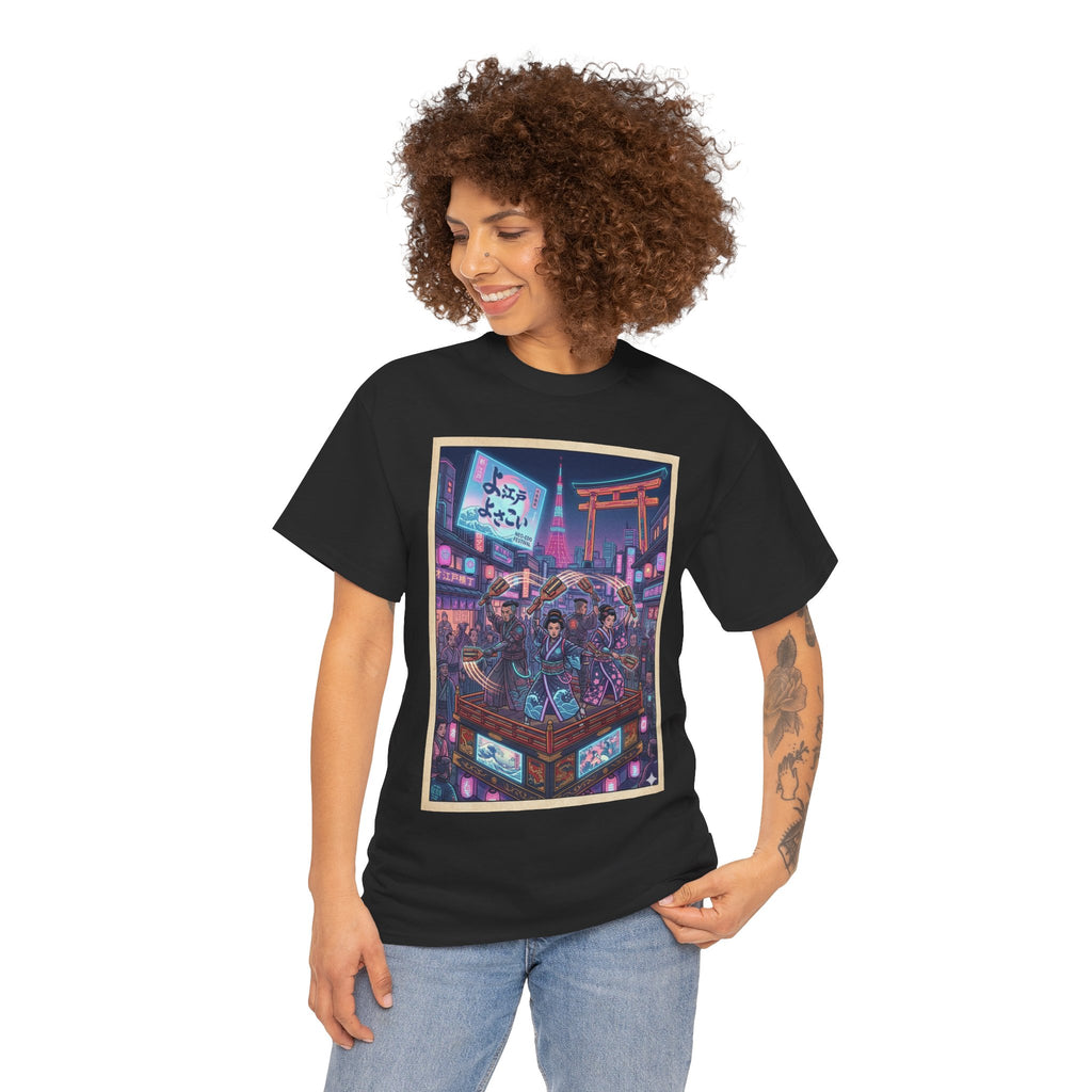 Anime Cyberpunk City T-Shirt — Neon Tokyo Street Scene