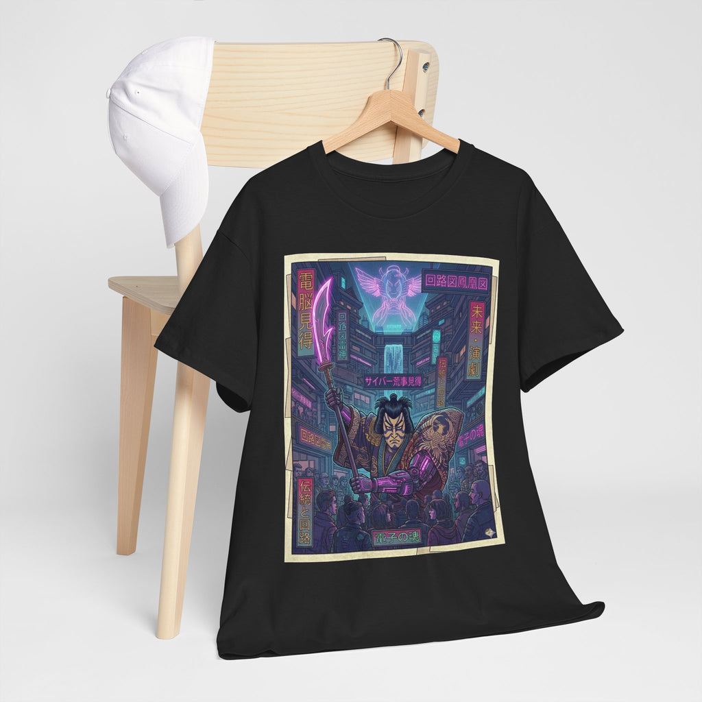 Cyberpunk Samurai T-Shirt — Neon Night Streets Graphic Tee - Japanese Streetwear T-Shirt | Tokyo Style X