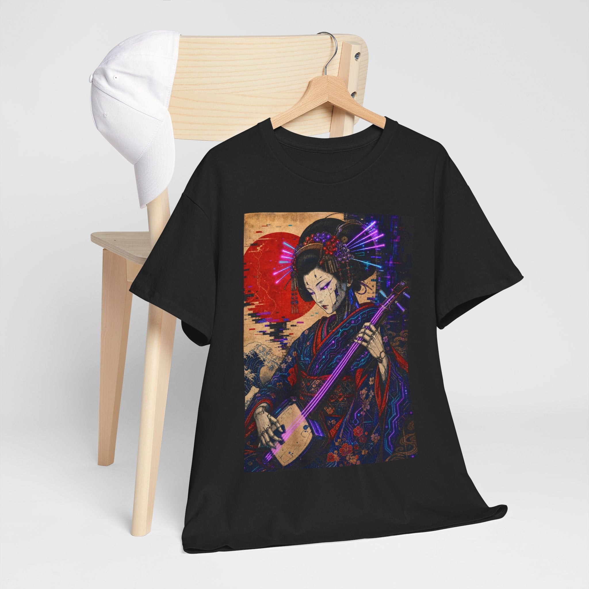 Geisha Shamisen Art Tee — Japanese Vintage-Inspired Music Graphic T-Shirt - Japanese Streetwear T-Shirt | Tokyo Style X