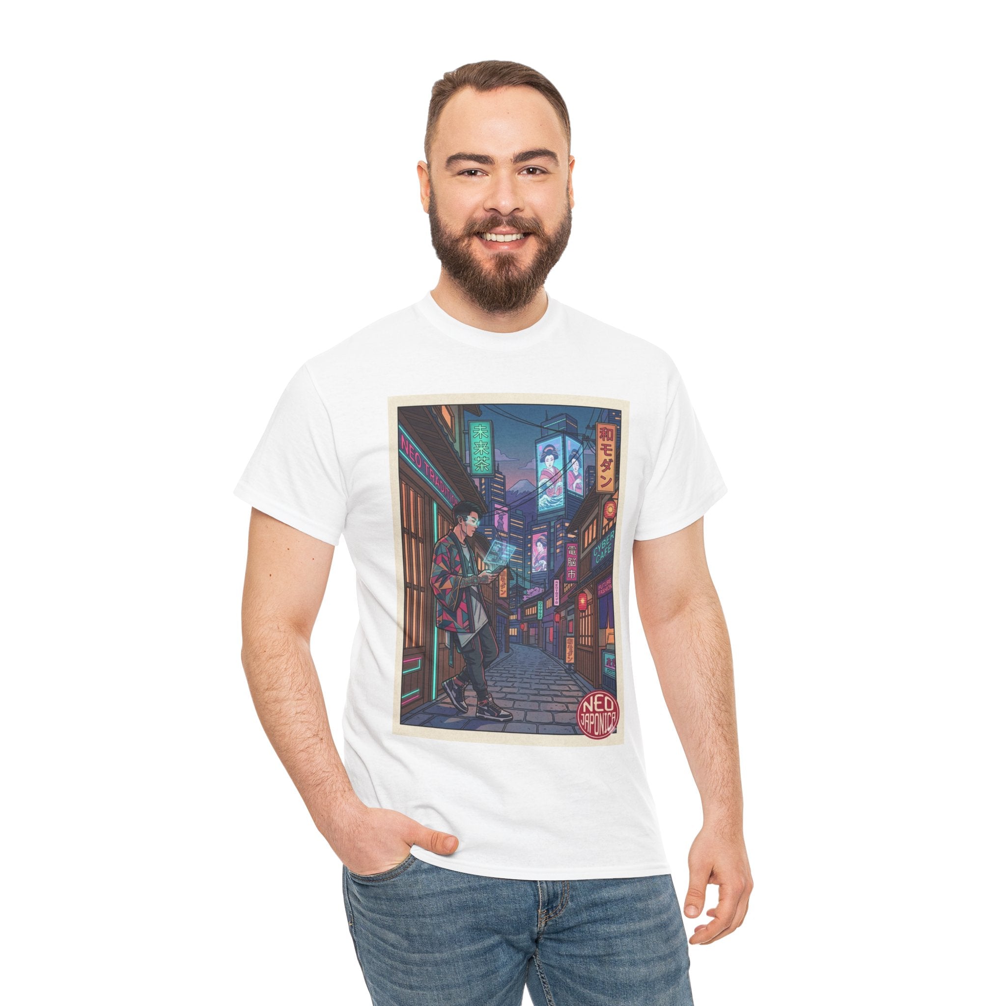 T-Shirt — Neon City Anime Streetwear Tee (Cyberpunk Nightscape) - Japanese Streetwear T-Shirt | Tokyo Style X
