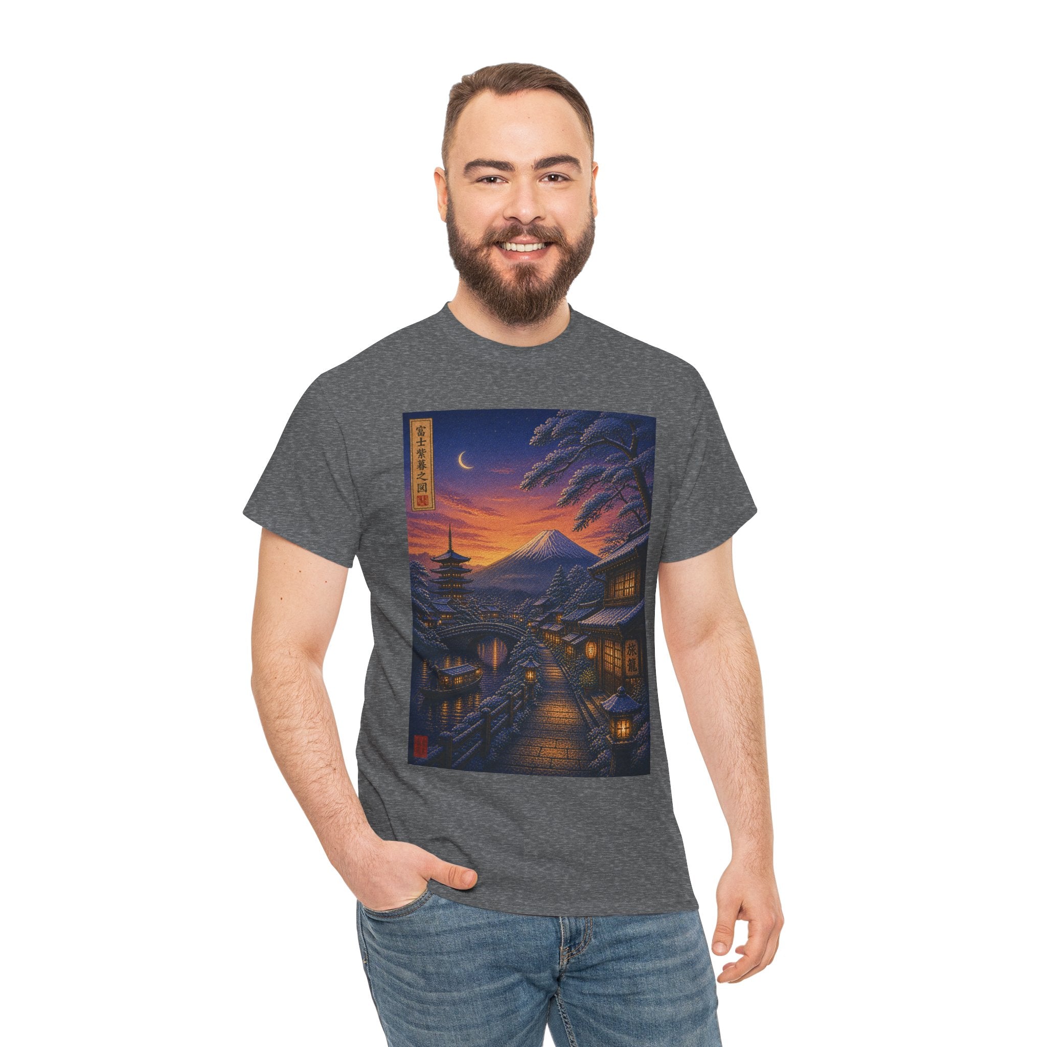 Japanese Nightscape Tee — Sunset Pagoda Streetwear