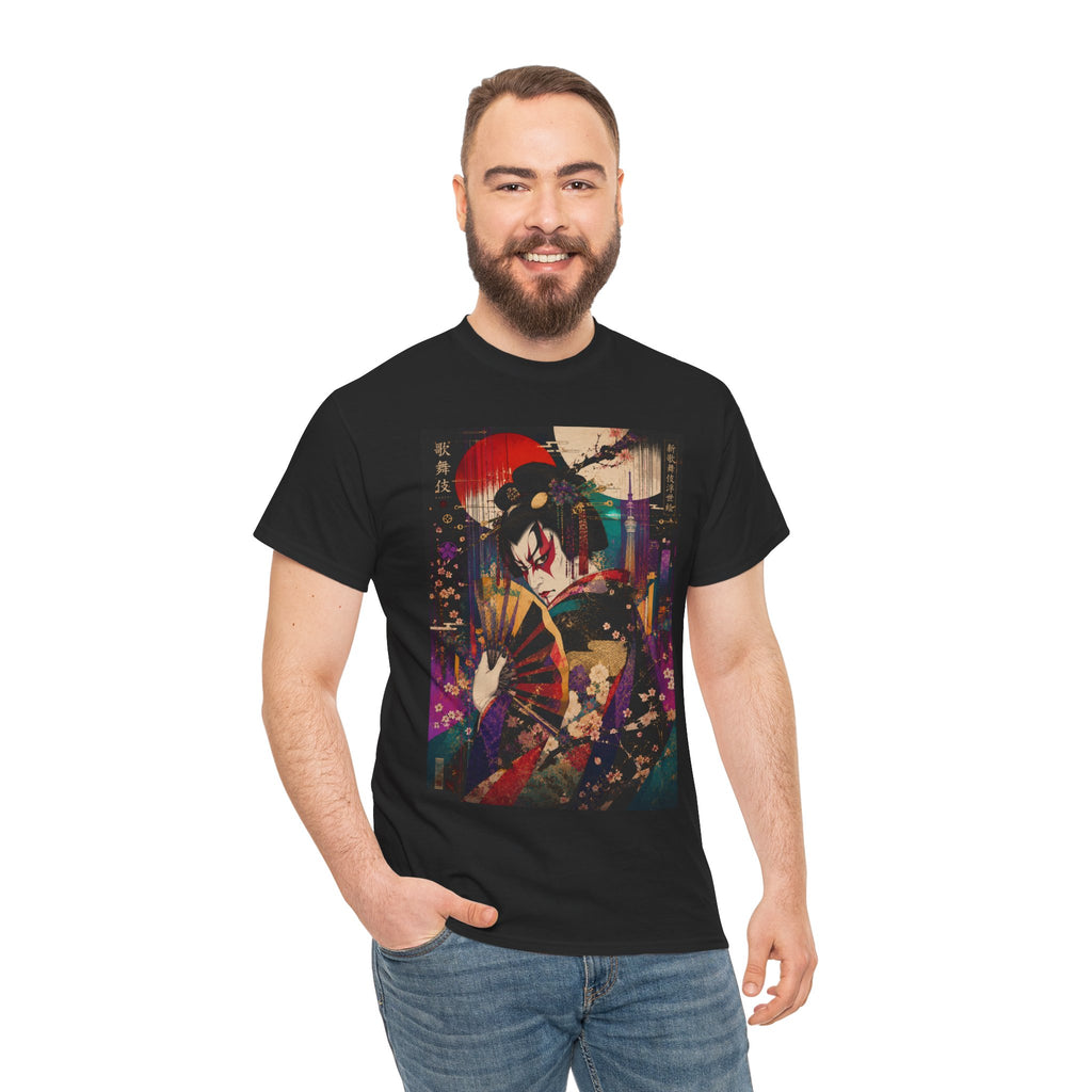 Geisha Nightscape T-Shirt — Neon Japanese Art Print Tee